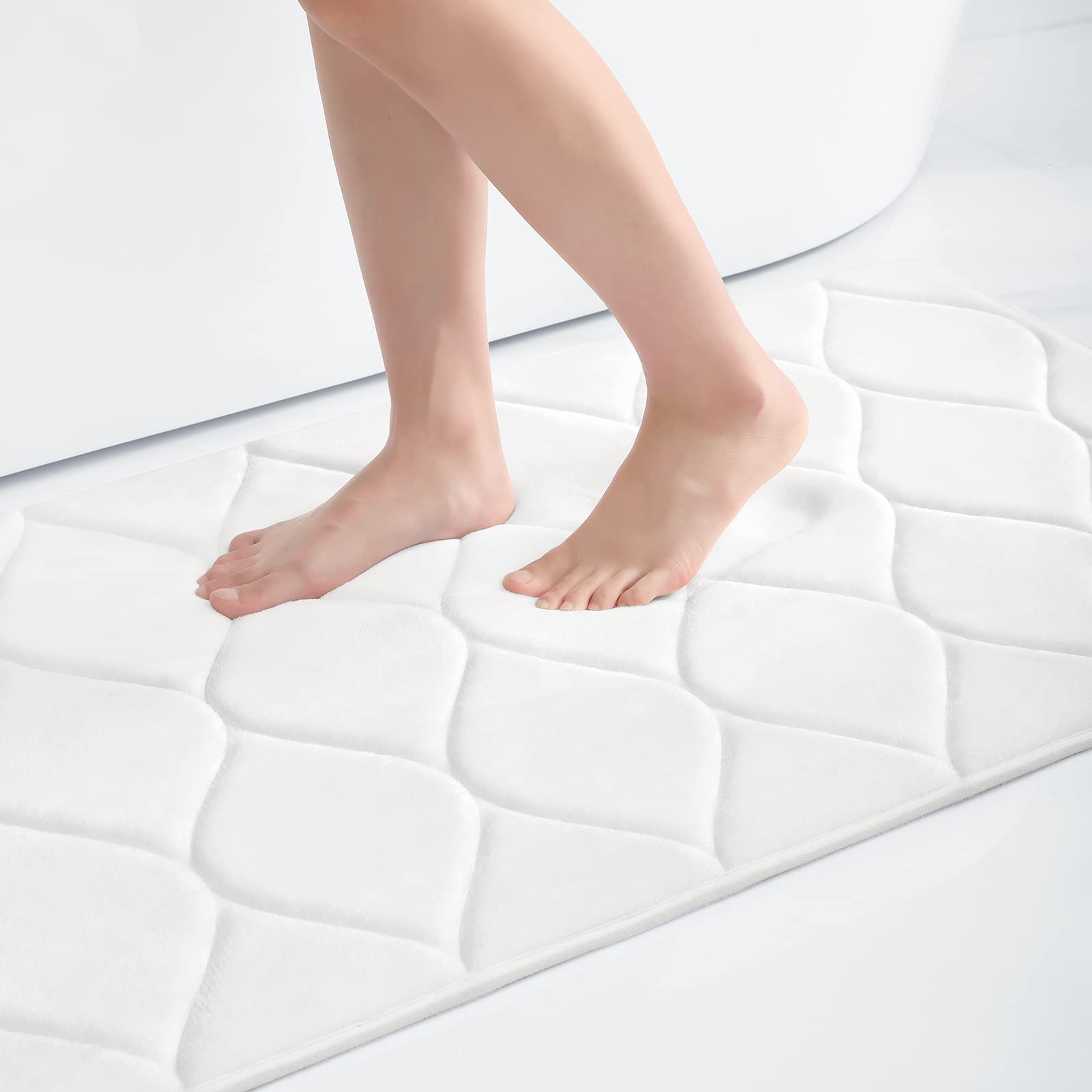 Premium Memory Foam Bathroom Rug - Ultra Soft Non-Slip Bath Mat, Super Absorbent & Machine Washable Shower Mat for Bathroom & Kitchen Floor - 47