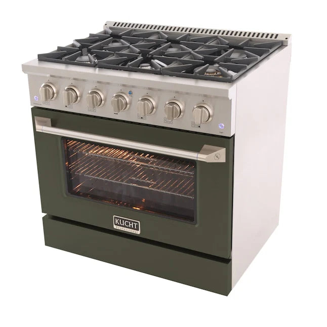 Kucht 36-Inch Pro Style Dual Fuel Range - KDF362 OG | Professional Gas & Electric Stove for Home Chefs | Perfect for Gourmet Cooking & Large Family Meals