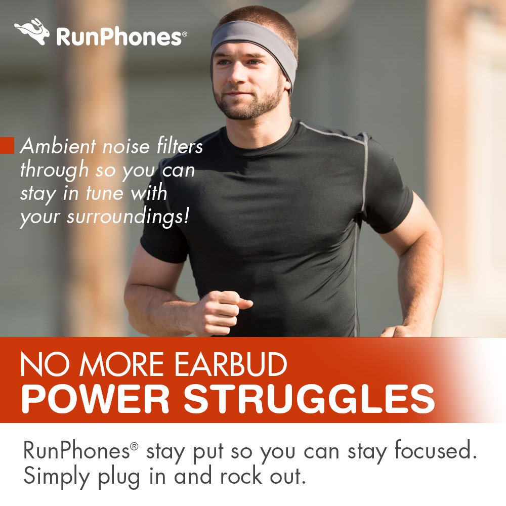 AcousticSheep RunPhones Wireless Bluetooth Headphones for Running & Workouts - Sweatproof Sports Earbuds with Flat Speakers & 10-Hour Battery - Perfect for Jogging, Gym Training & Outdoor Activities (Swift Black, Size S)