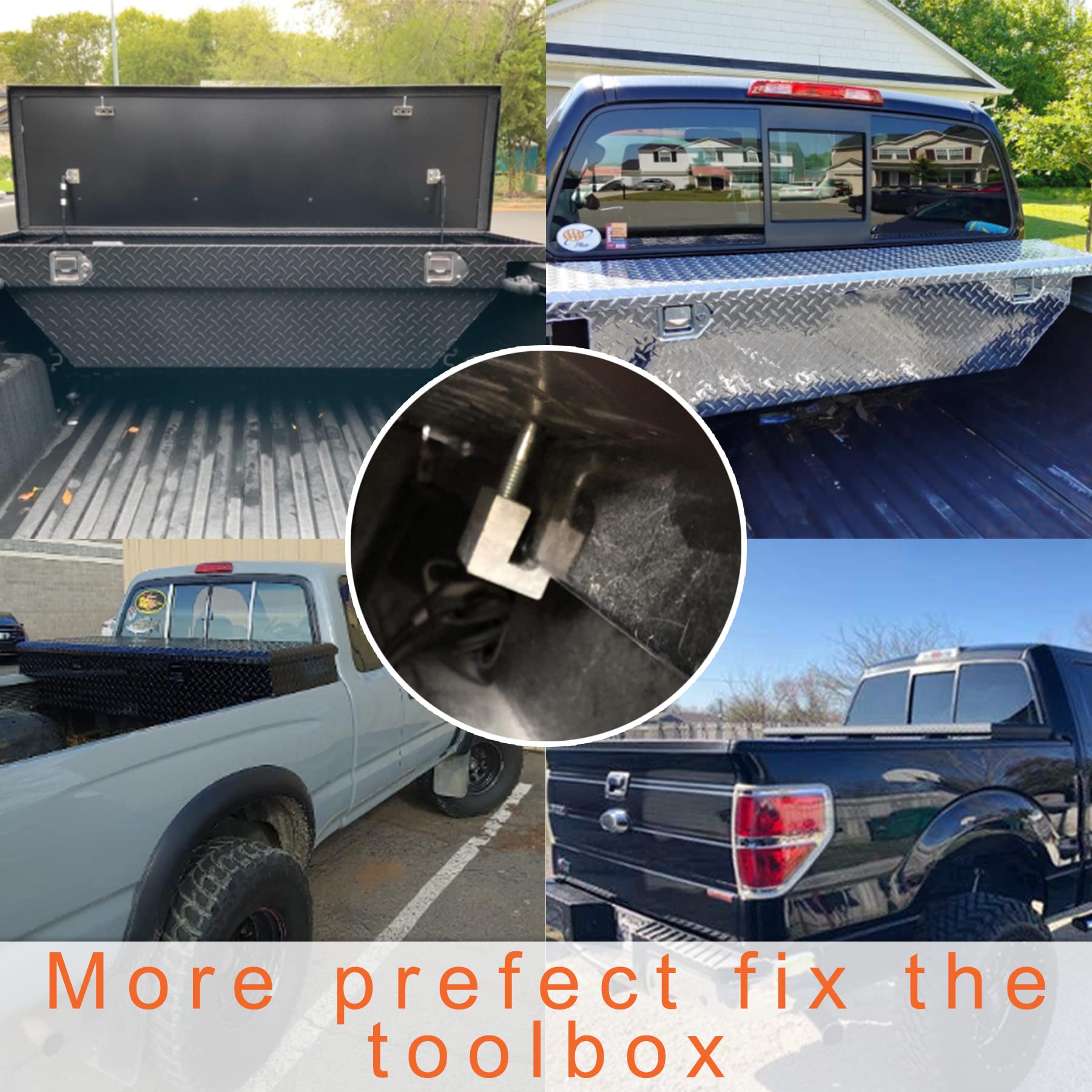 Upgraded Universal Black Aluminum Truck Tool Box Mounting Kit with Fastening Nuts & J-Hooks - Heavy Duty Pickup Bed Crossover Tie Down Accessories for Secure Toolbox Installation - Perfect for Off-Roading, Construction, and Work Truck Organization