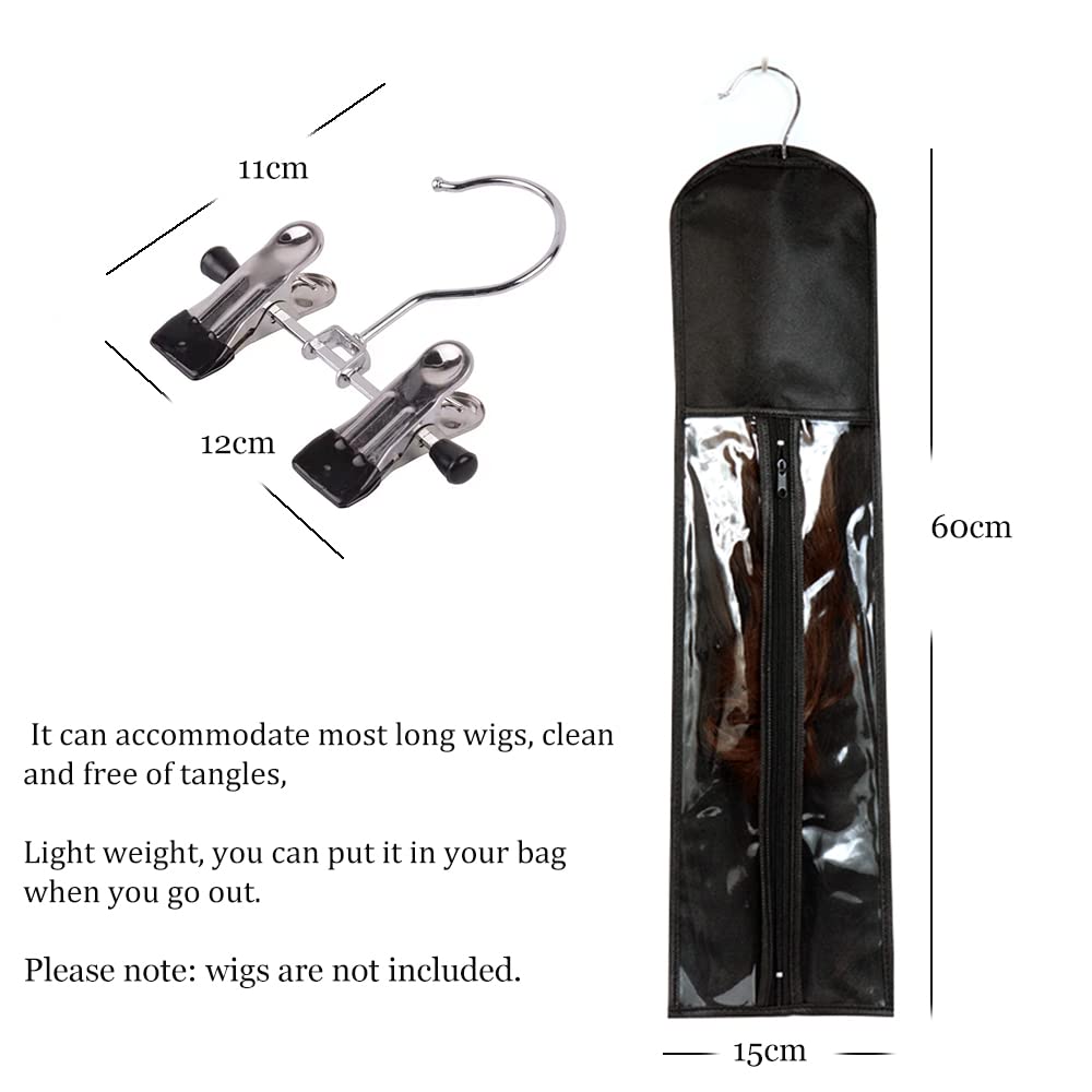 2-Piece Hair Extensions Hanger with Storage Bag - Professional Wig Organizer for Dust-Proof Hair Extension Storage - Perfect for Salon, Home & Travel Use