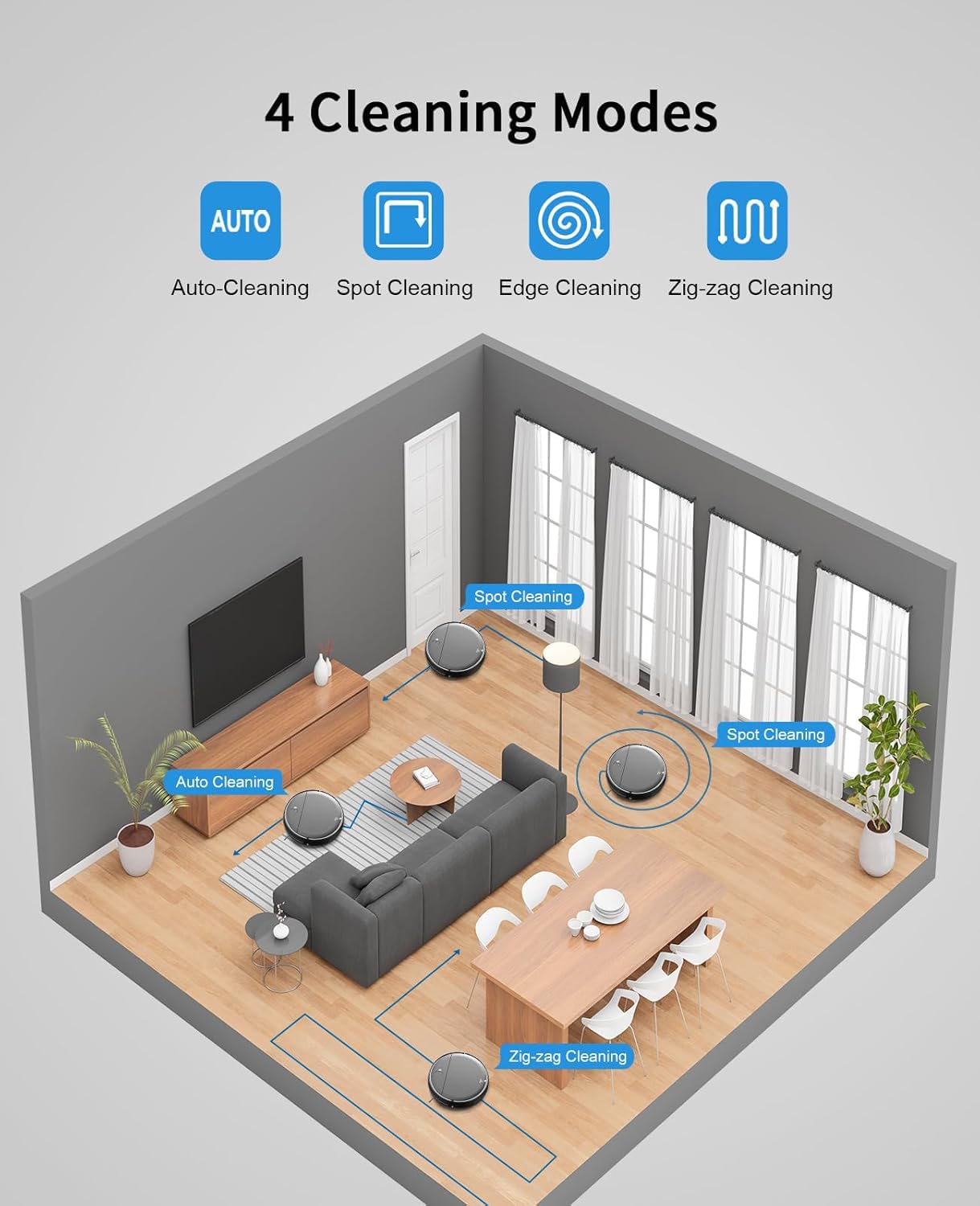 Smart Robot Vacuum Mop Combo - WiFi/App Control for Hard Floors & Pet Hair