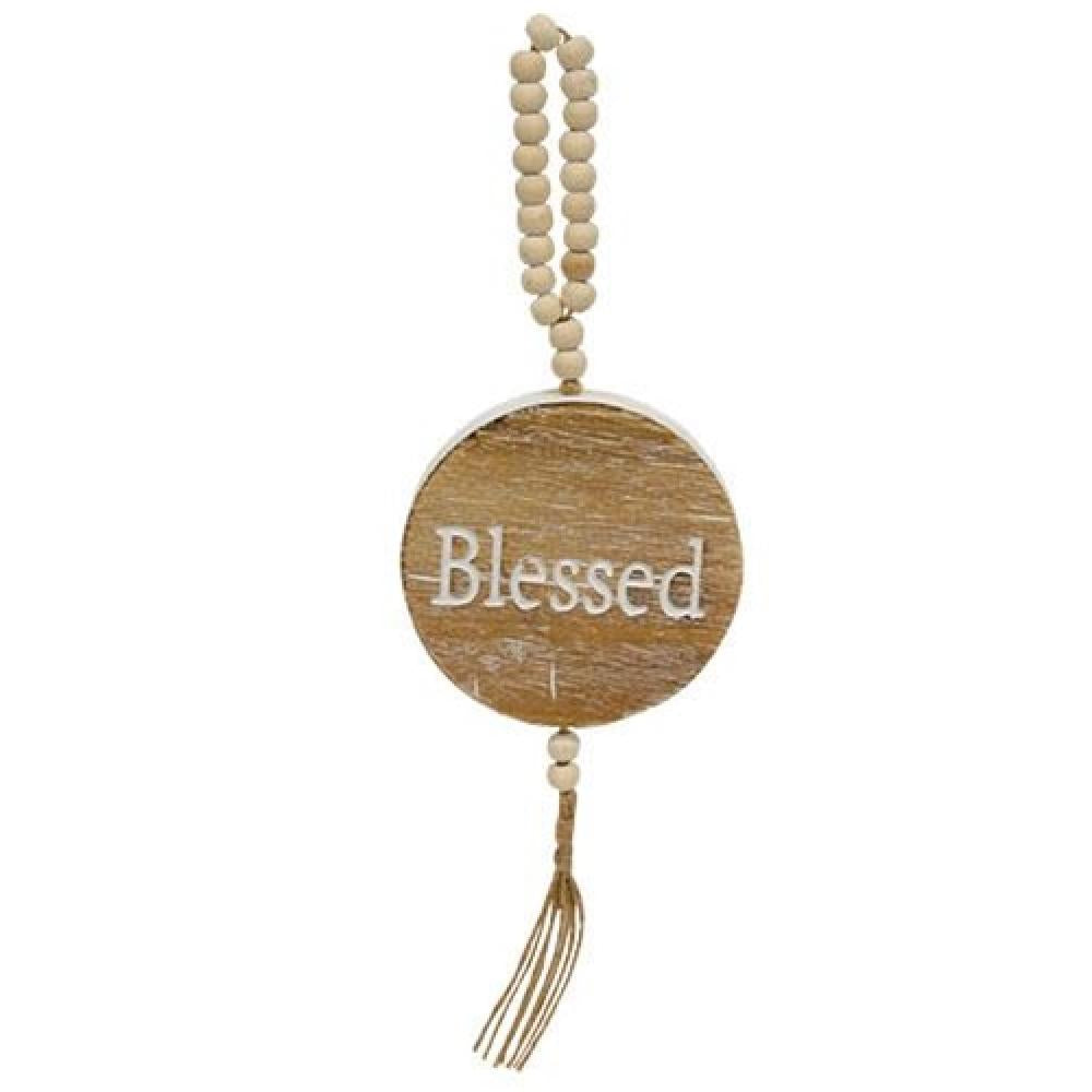 Blessed Engraved Wooden Christmas Ornament with Beaded Hanger - Perfect for Holiday Tree Decor, Gift Giving & Home Blessings