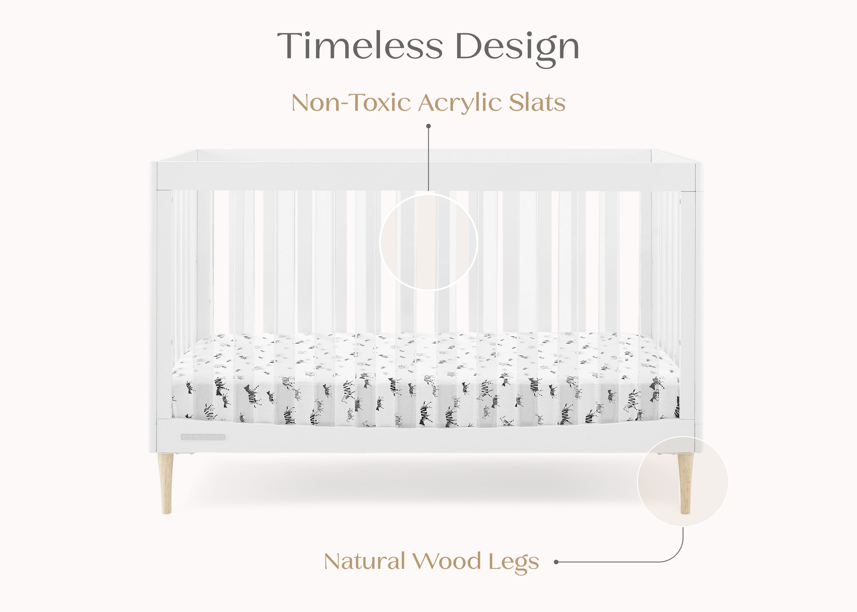 Austin Acrylic 4-in-1 Convertible Baby Crib - Toddler Bed, Daybed & Full-Size Bed | Modern Nursery Furniture for Boys & Girls | Perfect for Small Spaces & Growing Families