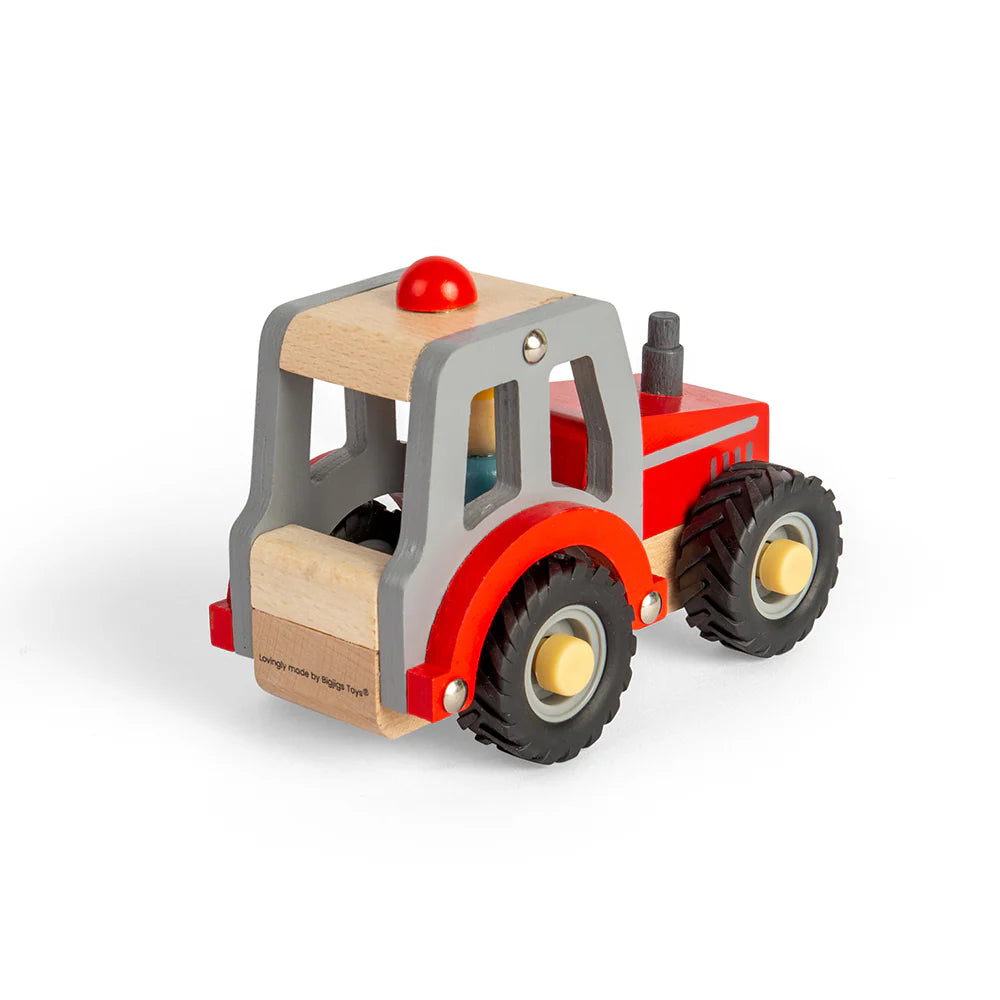 Wooden Red Tractor Toy for Kids - Farm Vehicle Playset with Moving Parts - Perfect for Pretend Play, Birthday Gifts & Early Learning Development