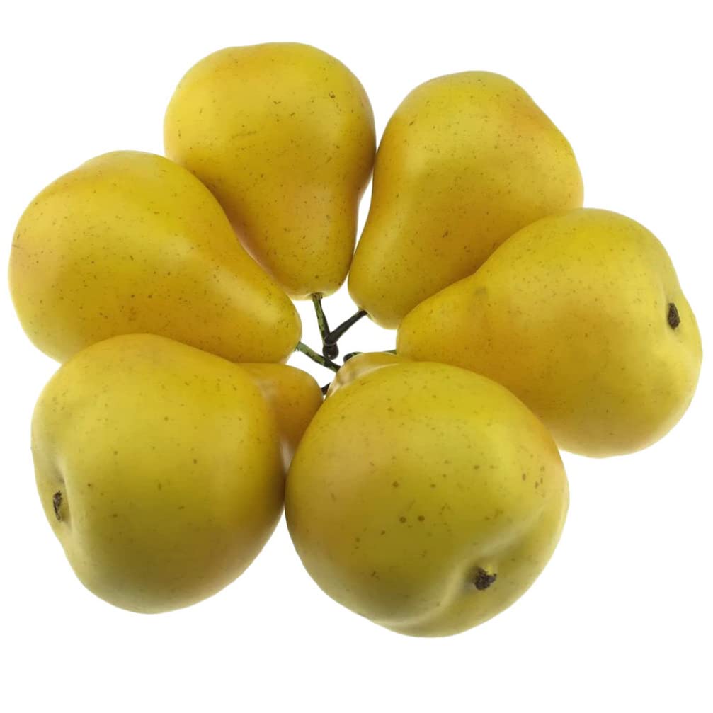 FOMIYES 6Pcs Realistic Fake Pear Figurines - Artificial Fruit Decor, Plastic Simulation Pears for Home & Office Desktop Ornaments - Perfect for Kitchen Display, Party Centerpieces, and Photography Props