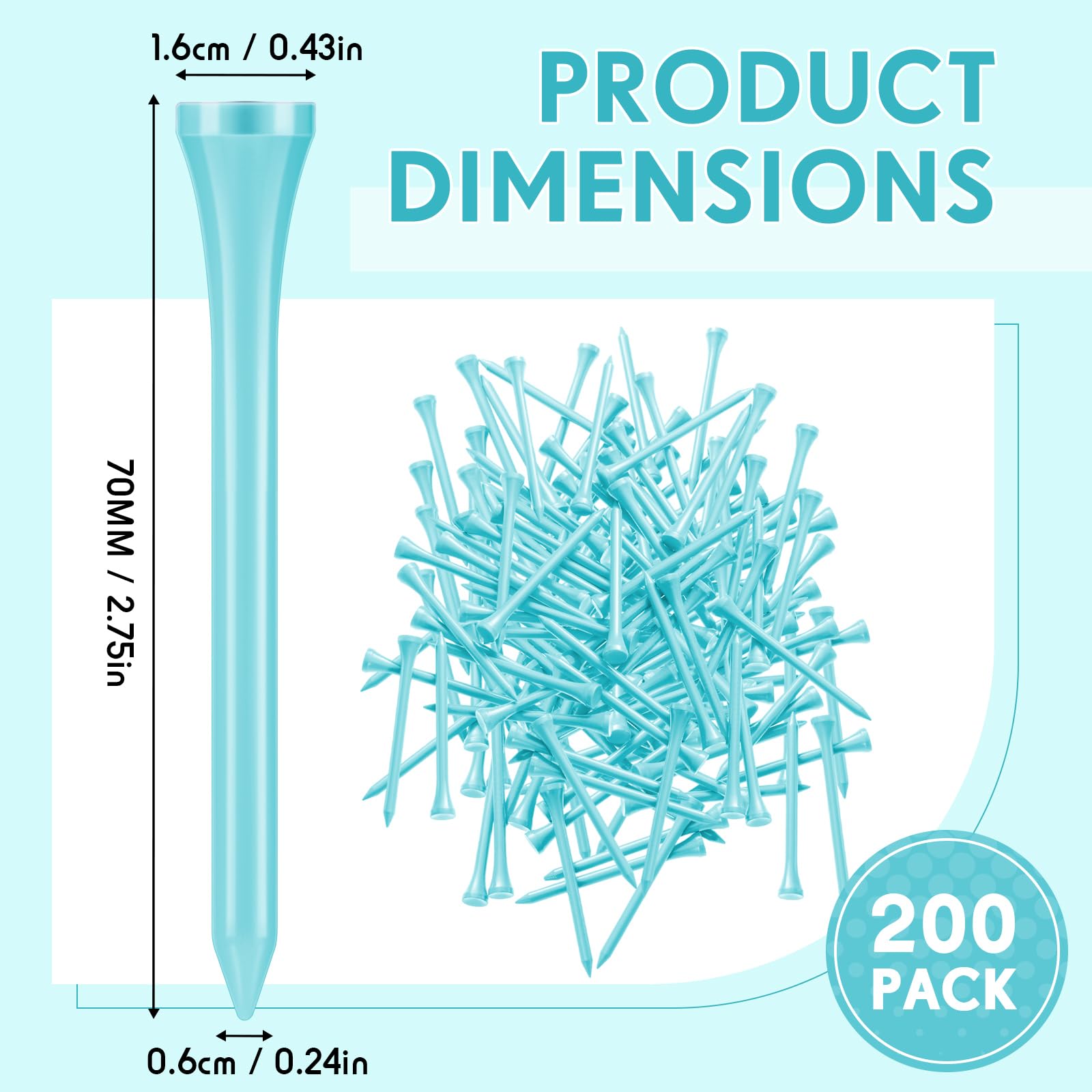 Jenaai 200 Pcs Bamboo Golf Tees - Professional Bulk Golf Tees for Women | Durable Golf Club Accessories for Driving Range & Course Play