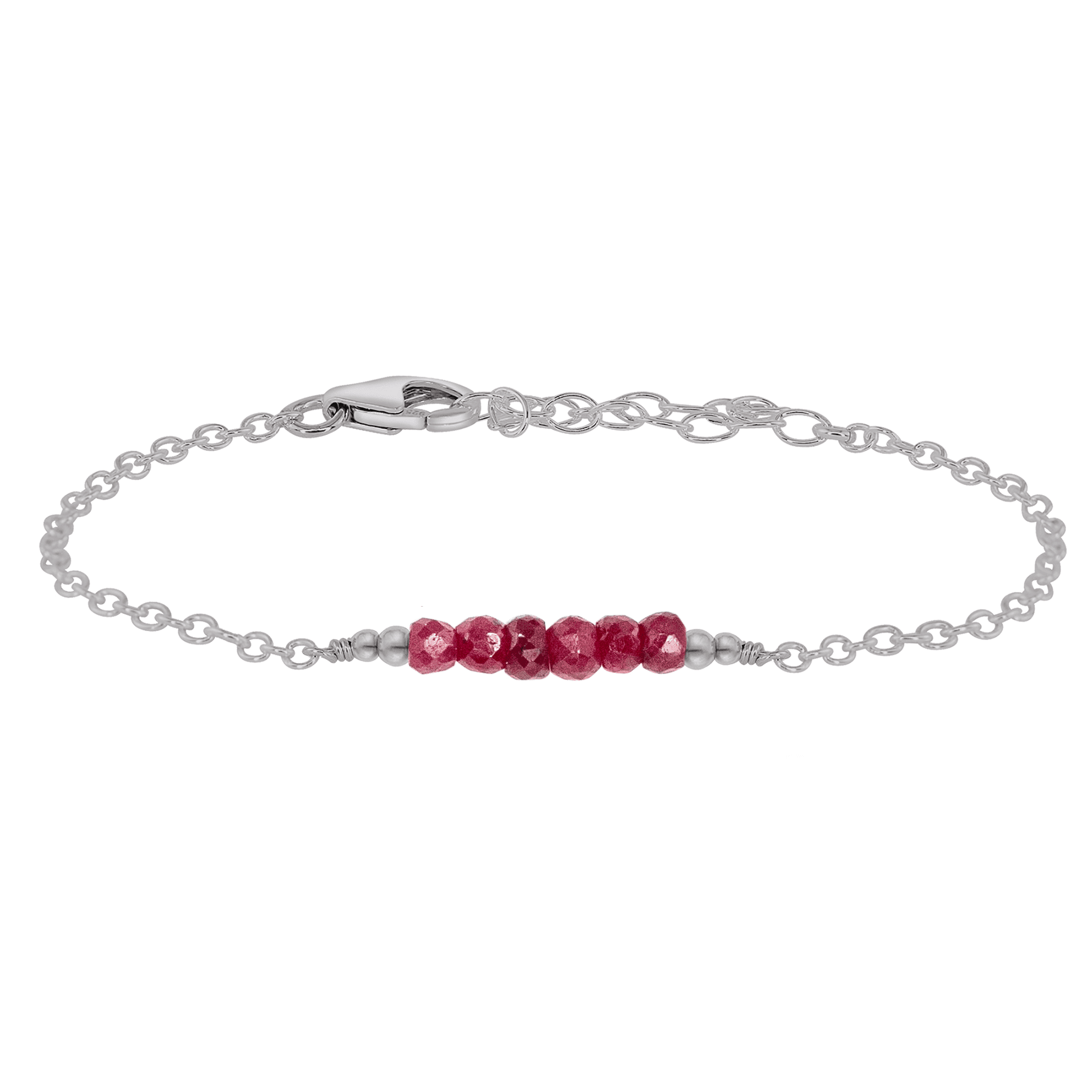 Sparkling Red Ruby Gemstone Faceted Bead Bar Bracelet for Women - Elegant Handmade Jewelry Gift for Birthday, Anniversary & Special Occasions
