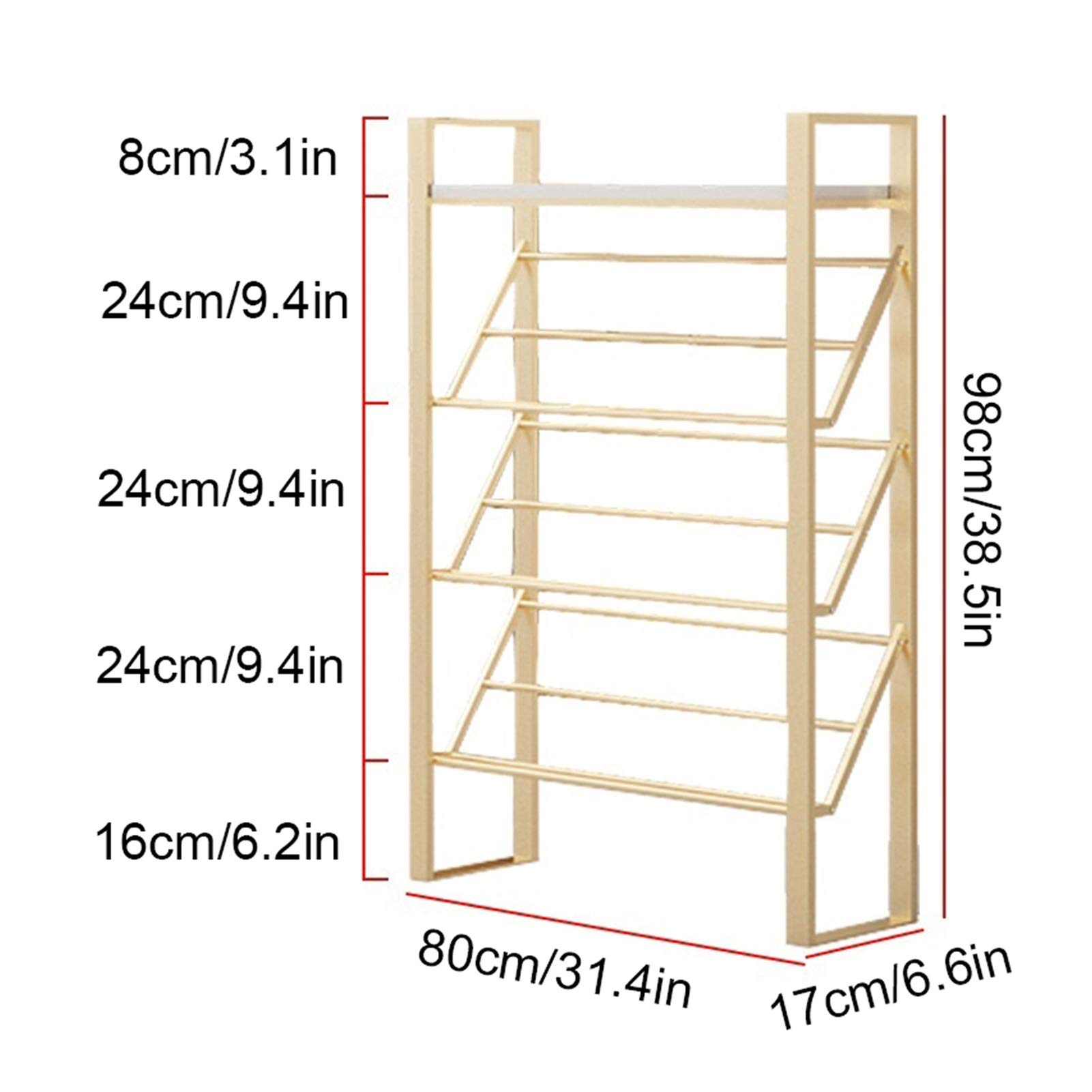 4-Tier Stackable Metal Shoe Rack - Heavy Duty Shoe Storage Organizer for Entryway, Living Room, Hallway & Cloakroom - Space Saving Shoe Shelf for Sneakers, Boots & Heels (Size C) - Perfect for Small Apartments & Closet Organization