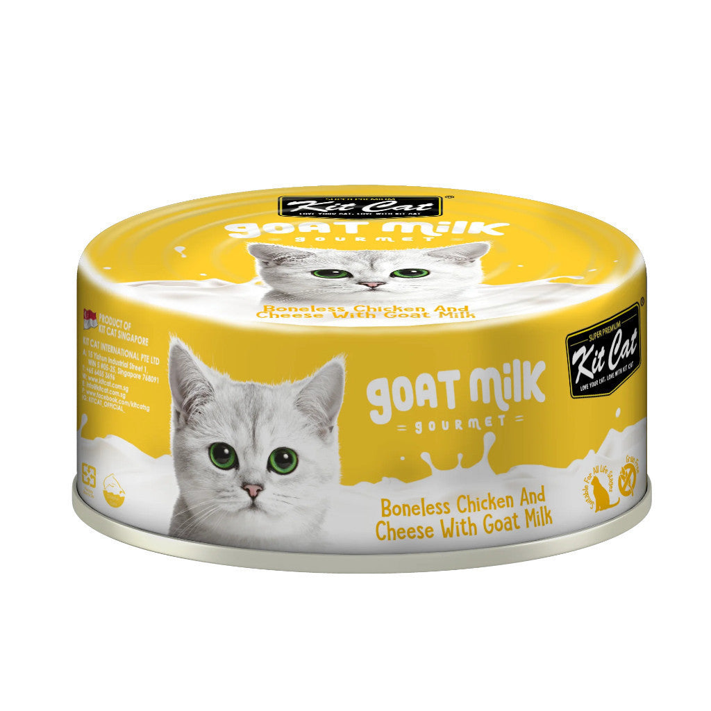 Premium Kit Cat Goat Milk Gourmet Wet Cat Food - 70g Can (12 Delicious Flavors) | High-Protein Meal for Adult & Senior Cats | Indoor & Outdoor Feline Nutrition