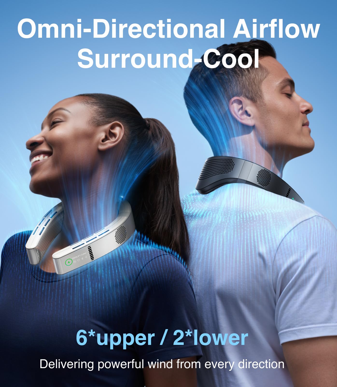 TORRAS COOLiFY Cyber Neck Fan 2025 - Upgraded Wearable Air Conditioner with 6000mAh Rechargeable Battery & 3D Cooling Tech | Portable Personal Fan for Outdoor Sports, Office, Travel, and Home Use | Blows Cold Air for Ultimate Comfort
