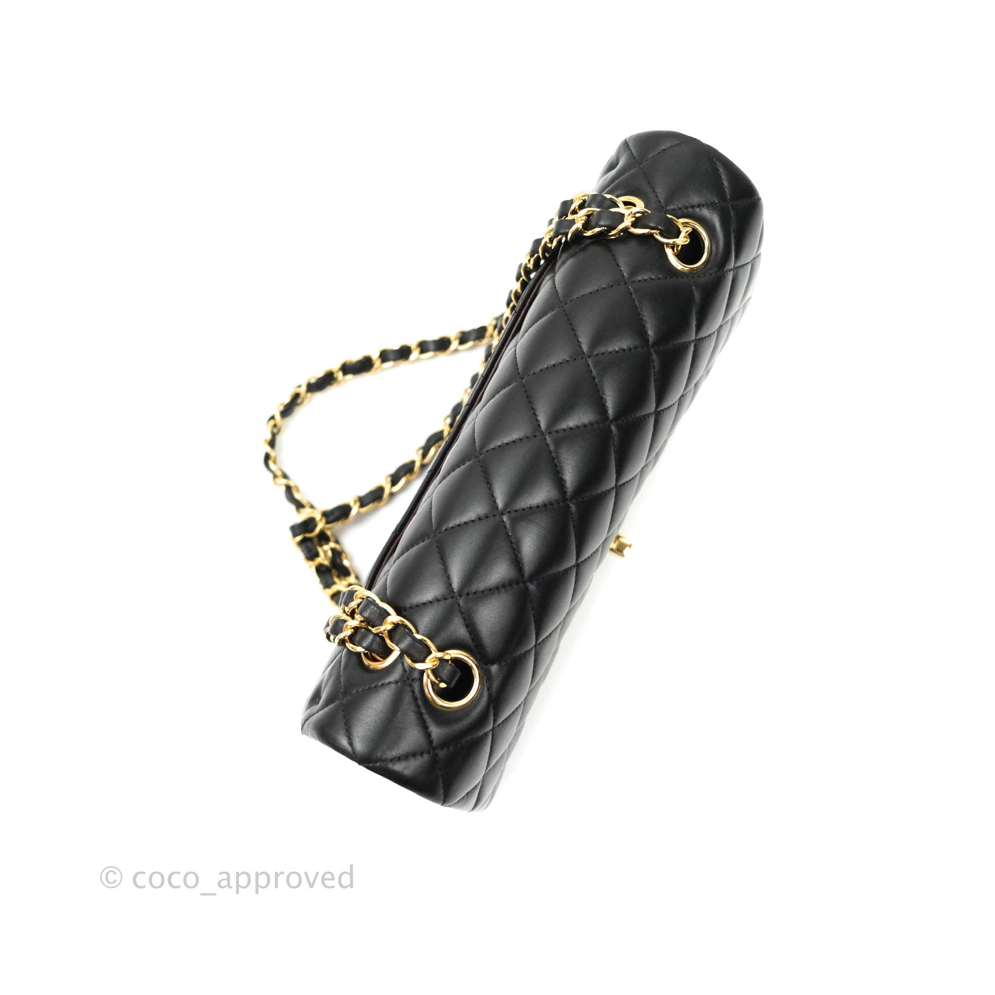Chanel Classic Flap Bag M/L Size - Black Lambskin Leather with Gold Hardware | Luxury Handbag for Women, Perfect for Evening Events & Daily Use