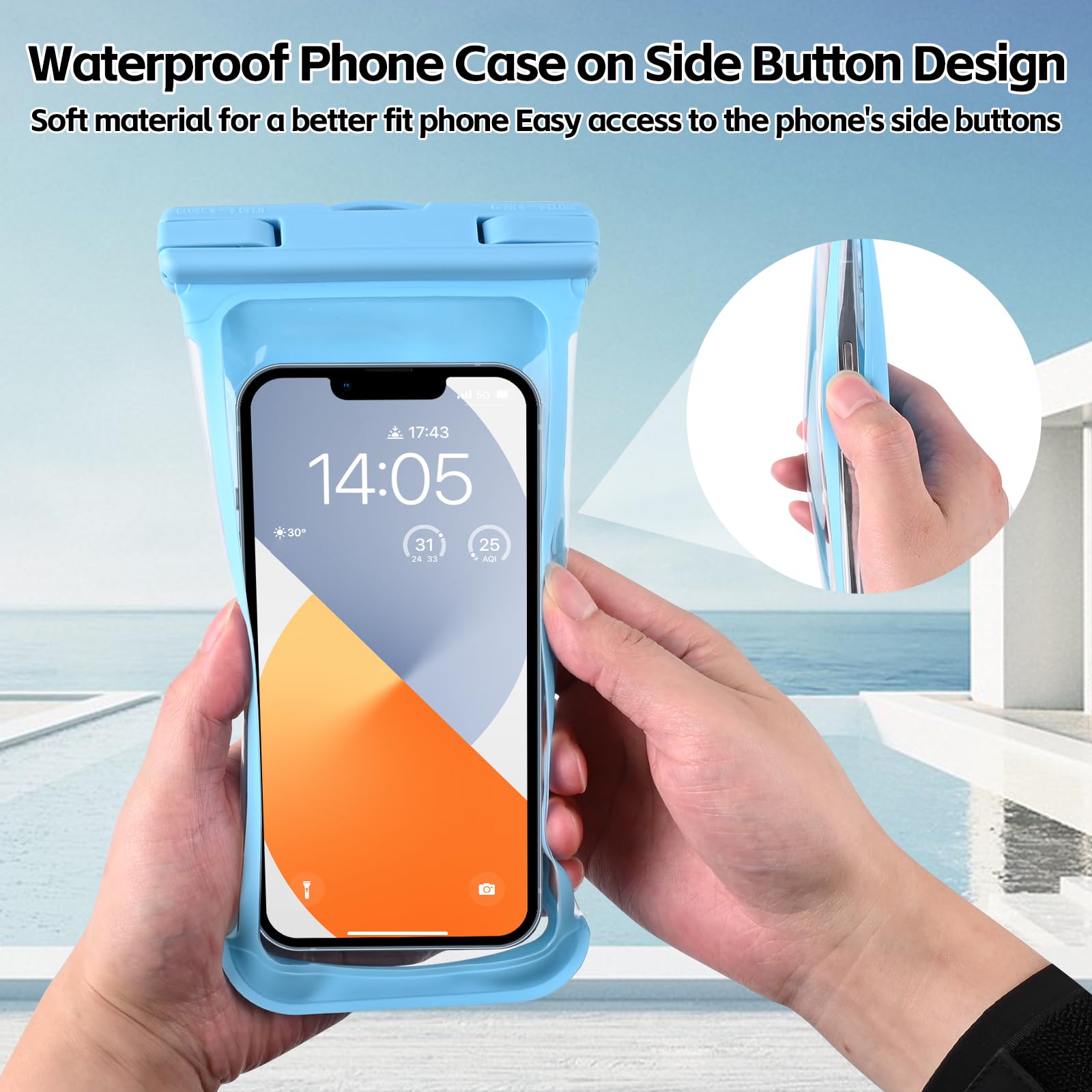 2PCS Waterproof Phone Pouch - IPX8 Certified Universal Phone Case for iPhone 15/14/13 Pro Max & Galaxy S24/S23/Google Pixel (Up to 8
