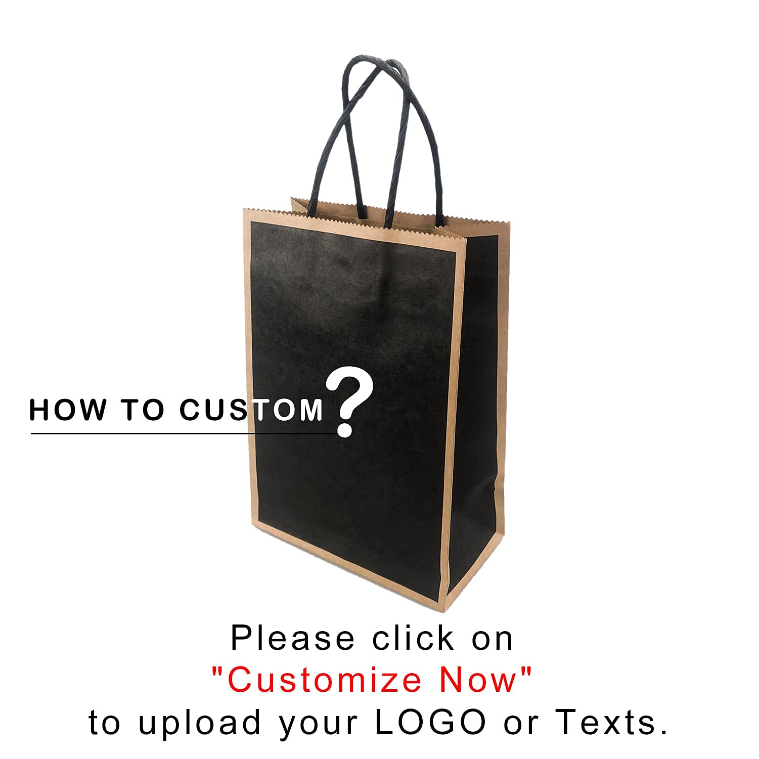 Eco-Friendly Custom Printed Kraft Paper Bags - 5.91x3.15x8.27 Inch (100 Pcs) | Reusable Shopping Bags, Merchandise Bags, Party Favors & Gift Bags | Perfect for Retail Stores, Weddings, Groceries & Eco-Conscious Packaging