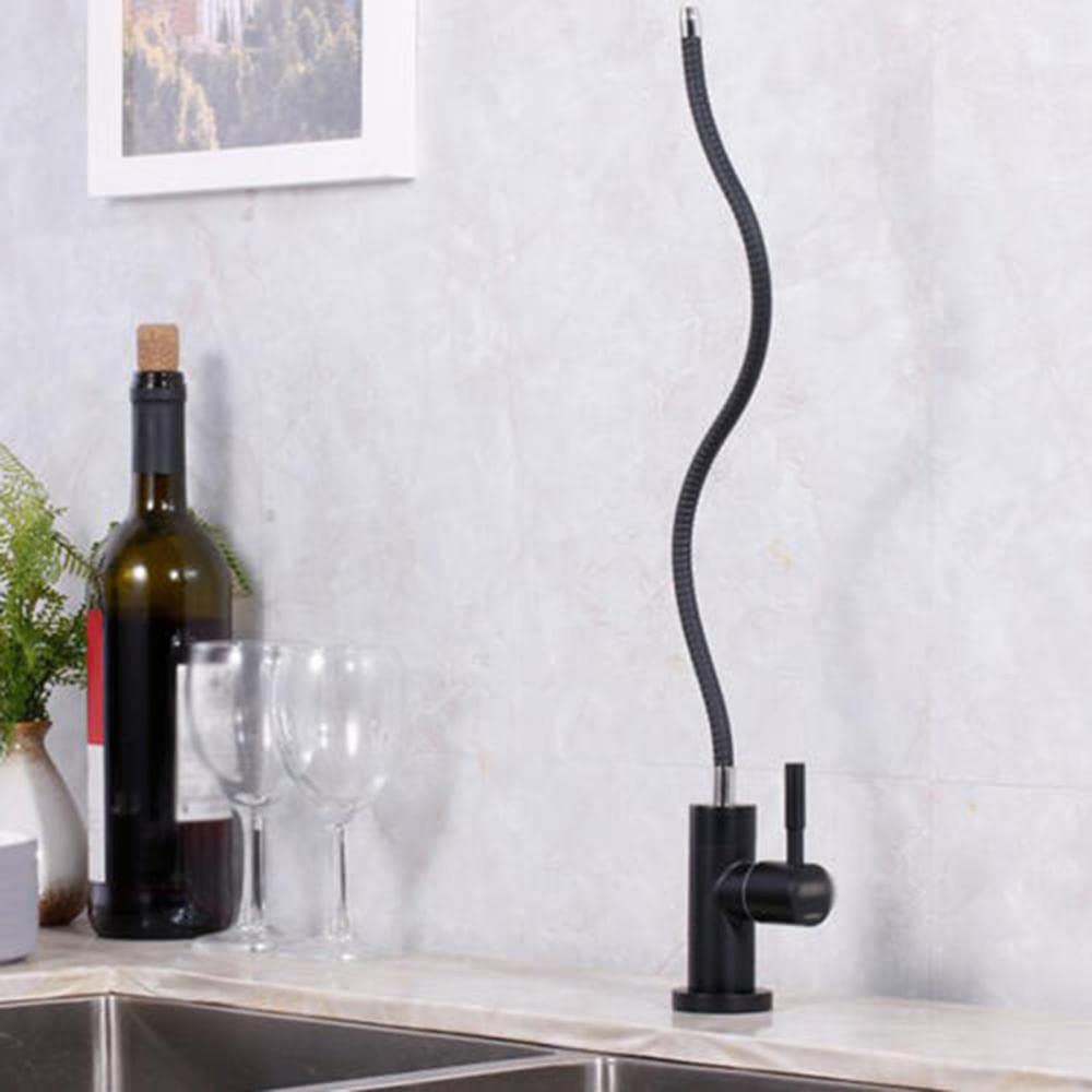 Stainless Steel Water Filter Faucet - Black Rotating Direct Drinking Cold Water Tap for Kitchen Sink | Perfect for Home, Office & RV Use