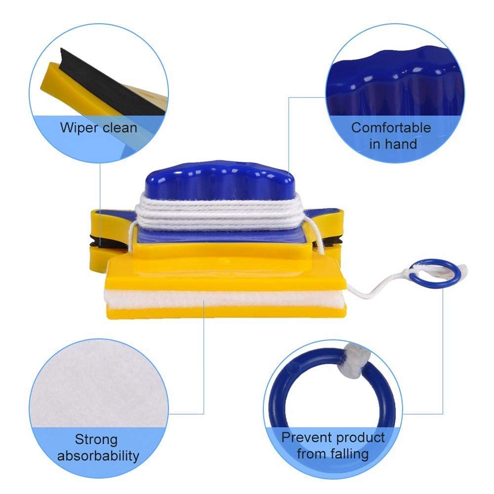 NOBILEA Magnetic Double-Sided Window Cleaner - Powerful Glass Cleaning Tool with 2 Extra Washable Microfiber Pads | Perfect for High Windows, Skylights, Glass Doors & Shower Enclosures