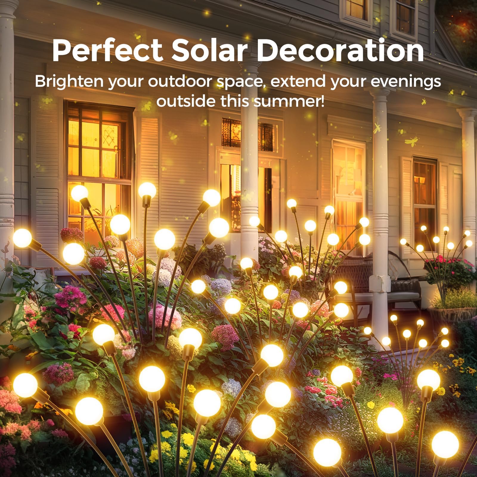 KELME Solar Garden Lights - 4 Pack 32 LED Swaying Firefly Solar Lights for Outdoor Decor | Waterproof Wind-Activated Solar Lights for Yard, Patio, Pathway | Perfect for Garden Parties, Landscape Lighting & Nighttime Ambience