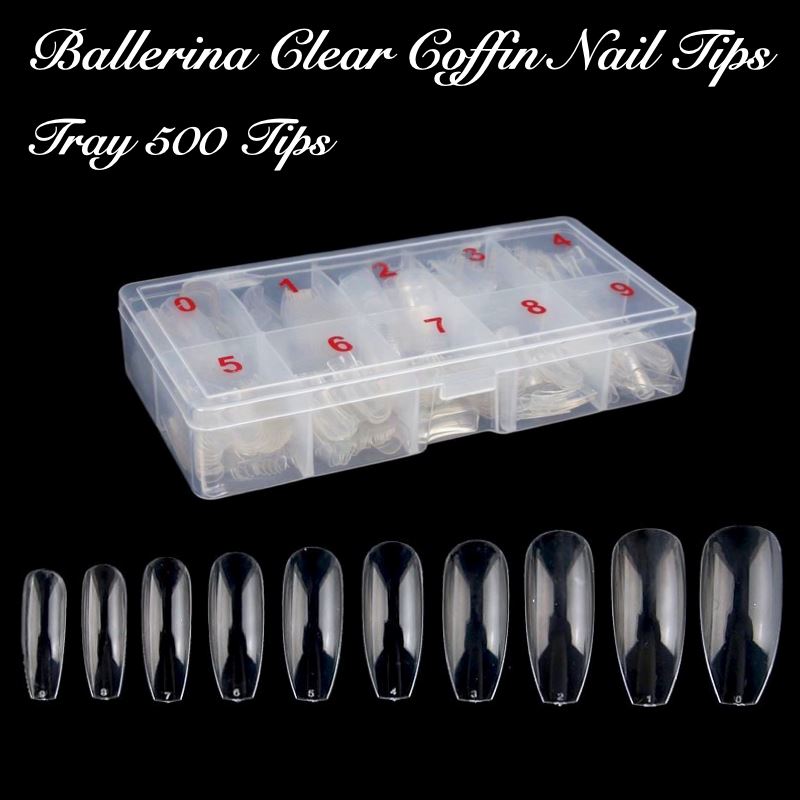 500pcs Coffin Nail Tips - Long Lasting Acrylic Press On Nails for Salon & DIY Manicure - Perfect for Halloween, Cosplay, and Special Occasions