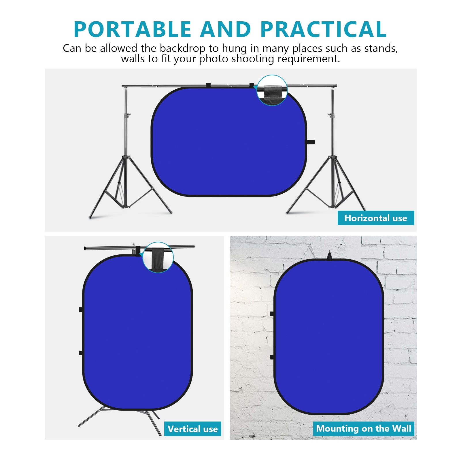 NEEWER 1.5x2m / 5x7ft 2-in-1 Collapsible Photo Backdrop - Blue & Grey Gradient for Photography, Video Shooting, YouTube Studio, and Live Streaming Background