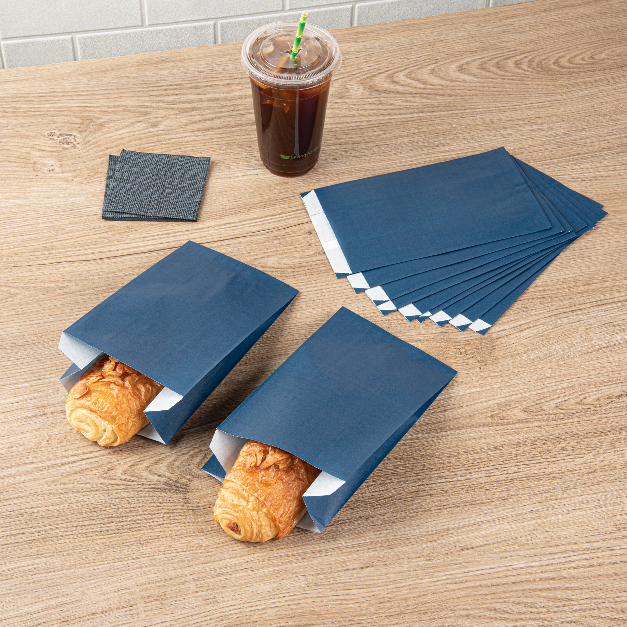 Midnight Blue Paper French Fry & Snack Bags - 5x3x8.75 Inches (100 Count) - Perfect for Parties, Food Trucks & Restaurants