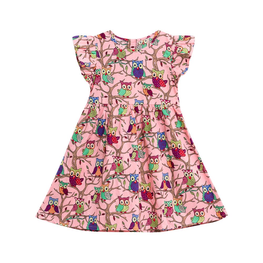 Toddler Baby Girl Summer Dress - Sleeveless Owl Print Sundress, Casual Swing Dress for Girls | Perfect for Beach, Playdates & Outdoor Activities