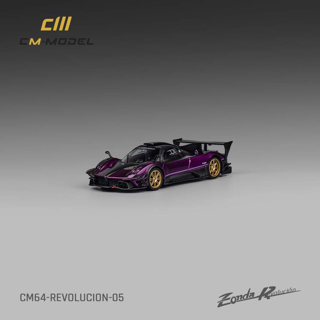 1:64 Scale CM Model Pagani Zonda Revolucion Diecast Car - Purple Collectible Sports Car for Display, Gifts & Racing Enthusiasts