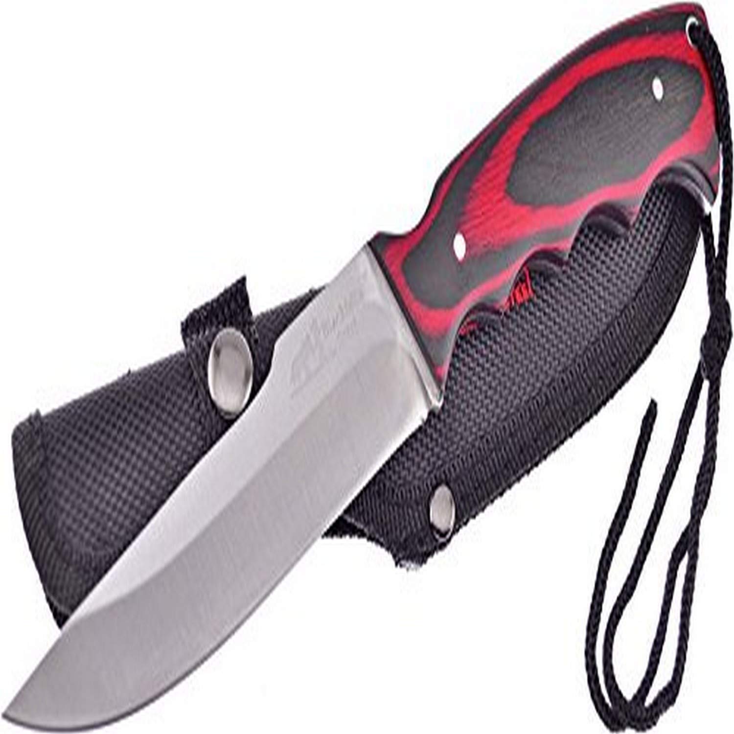 Frost Cutlery Black Hills Bush Master Red Fixed Blade Knife - High Carbon Steel Hunting Knife for Outdoor Camping, Survival & Bushcraft