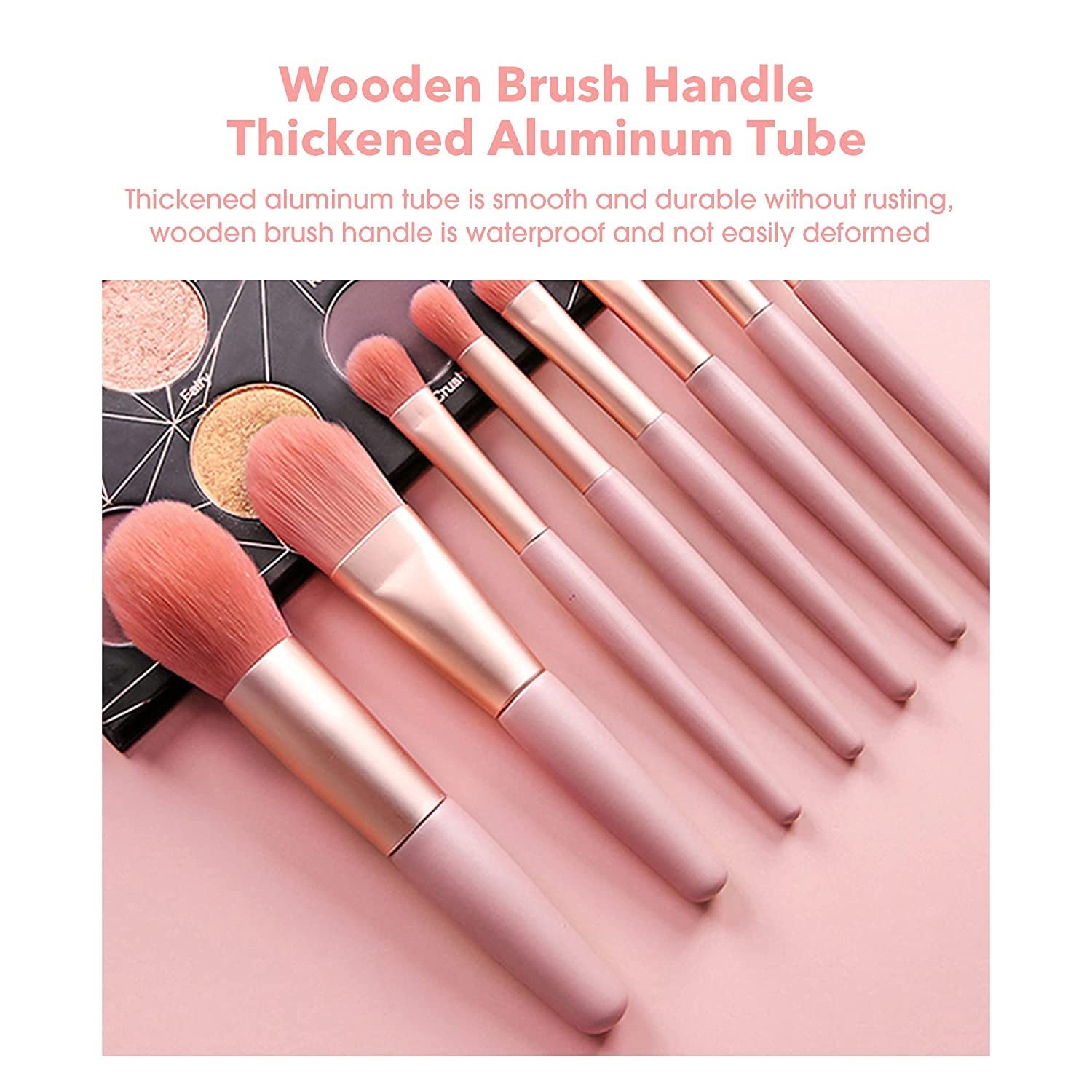 8PCS Professional Makeup Brush Set with Travel Bag - Wooden Handle Synthetic Bristle Brushes for Foundation, Blush & Eyeshadow | Perfect for Travel, Home & Professional Makeup Artist Kit (Multicolor)