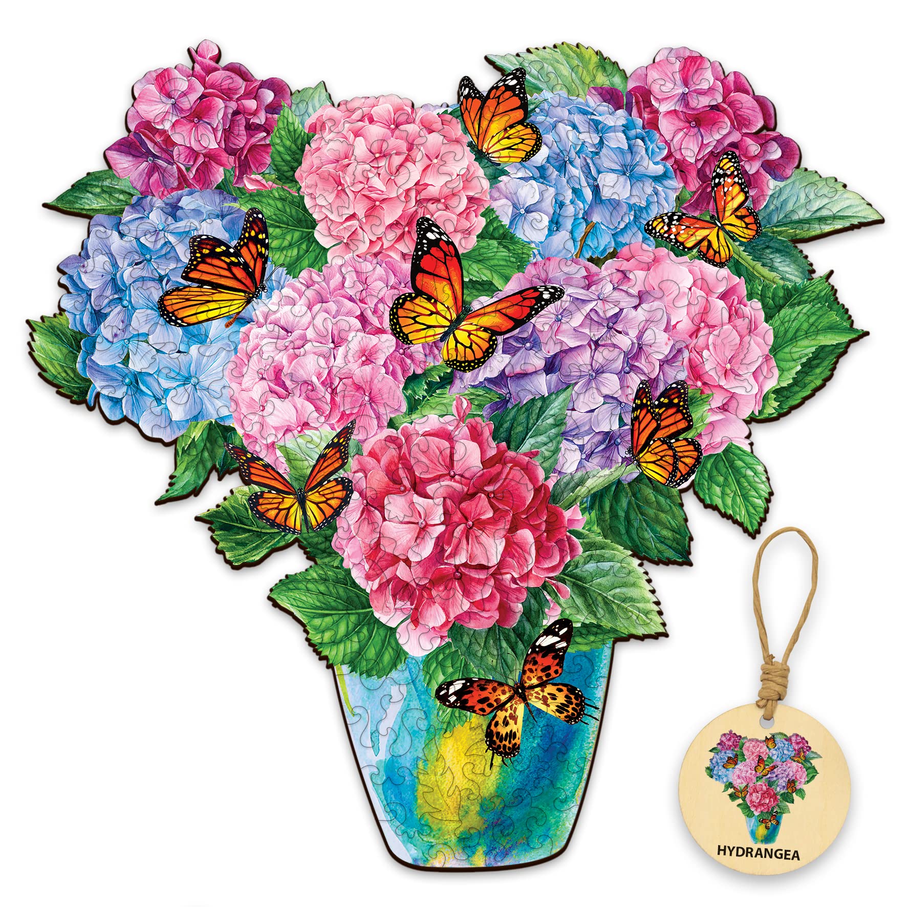 DEPLEE 700-900 Piece Wooden Jigsaw Puzzle for Adults - Hydrangea Butterfly Unique Shape Animal Puzzle, 31.85x33.5 Inch Large Size, Creative Challenge Gift for Family & Friends | Perfect for Relaxation, Home Decor, and Brain Teaser Activities