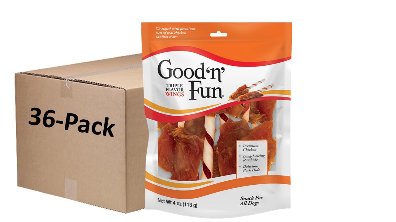 Premium Triple Flavor Dog Chews - Chicken, Beef & Pork Hide Long-Lasting Treats for All Dogs (4oz) - Perfect for Training Rewards, Dental Health & Anxious Pets