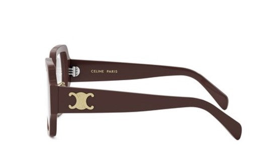 Celine TRIOMPHE CL50131F 048 Shiny Brown Square Women's Eyeglasses - Fashionable Designer Glasses for Women, UV Protection, Lightweight Frame - Perfect for Office, Reading & Everyday Wear