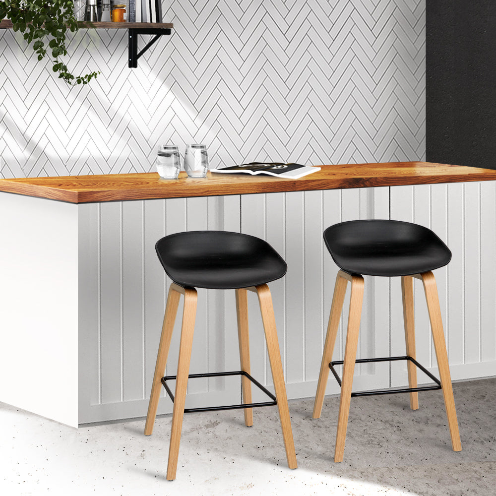 2 Pack Wooden Bar Stools for Kitchen Island, Counter Height Dining & Home Decor - Rustic Style Adjustable Height Stools for Breakfast Nook, Bar, or Pub
