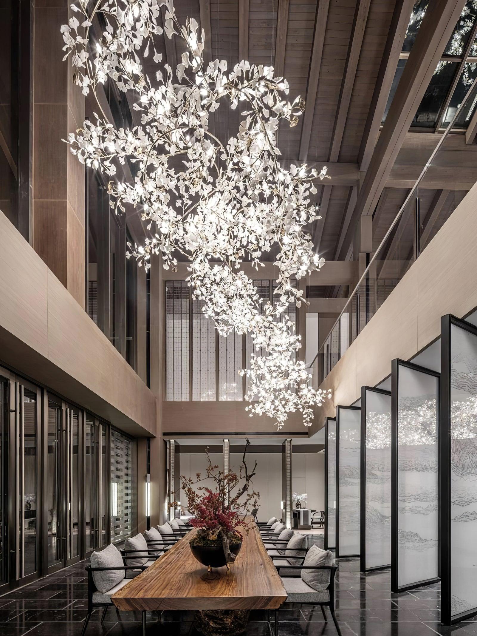 Elegant Ginkgo Leaf Chandelier - Modern Gold Ceiling Light Fixture for Dining Room, Living Room & Bedroom Decor | Perfect for Home Lighting & Interior Design