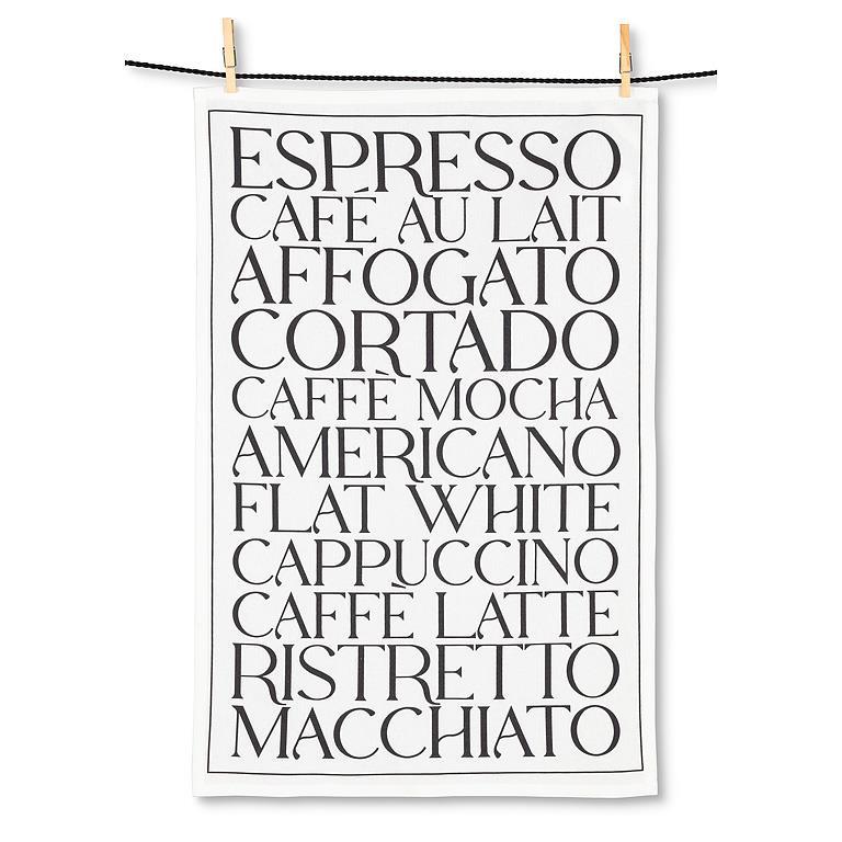 Premium Coffee Types Printed Kitchen Tea Towel - 18x28 Inches - Perfect for Coffee Lovers, Home Decor & Gift Giving