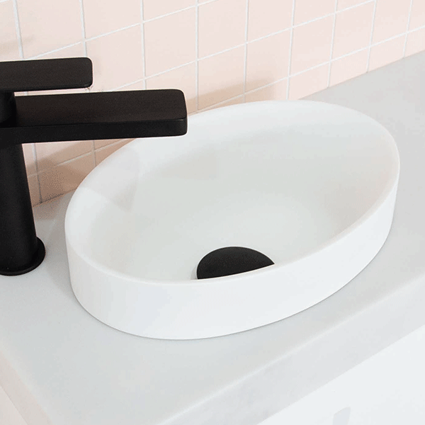 ADP Joy 280 x 190mm Semi Inset Solid Surface Bathroom Sink in White - Perfect for Modern Vanities and Powder Rooms