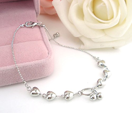 Women's Heart Jewelry Foot Sandal Beach Anklet - Silver Adjustable Barefoot Ankle Bracelet for Summer, Vacation & Boho Style | Perfect for Beach Parties, Music Festivals & Casual Outings