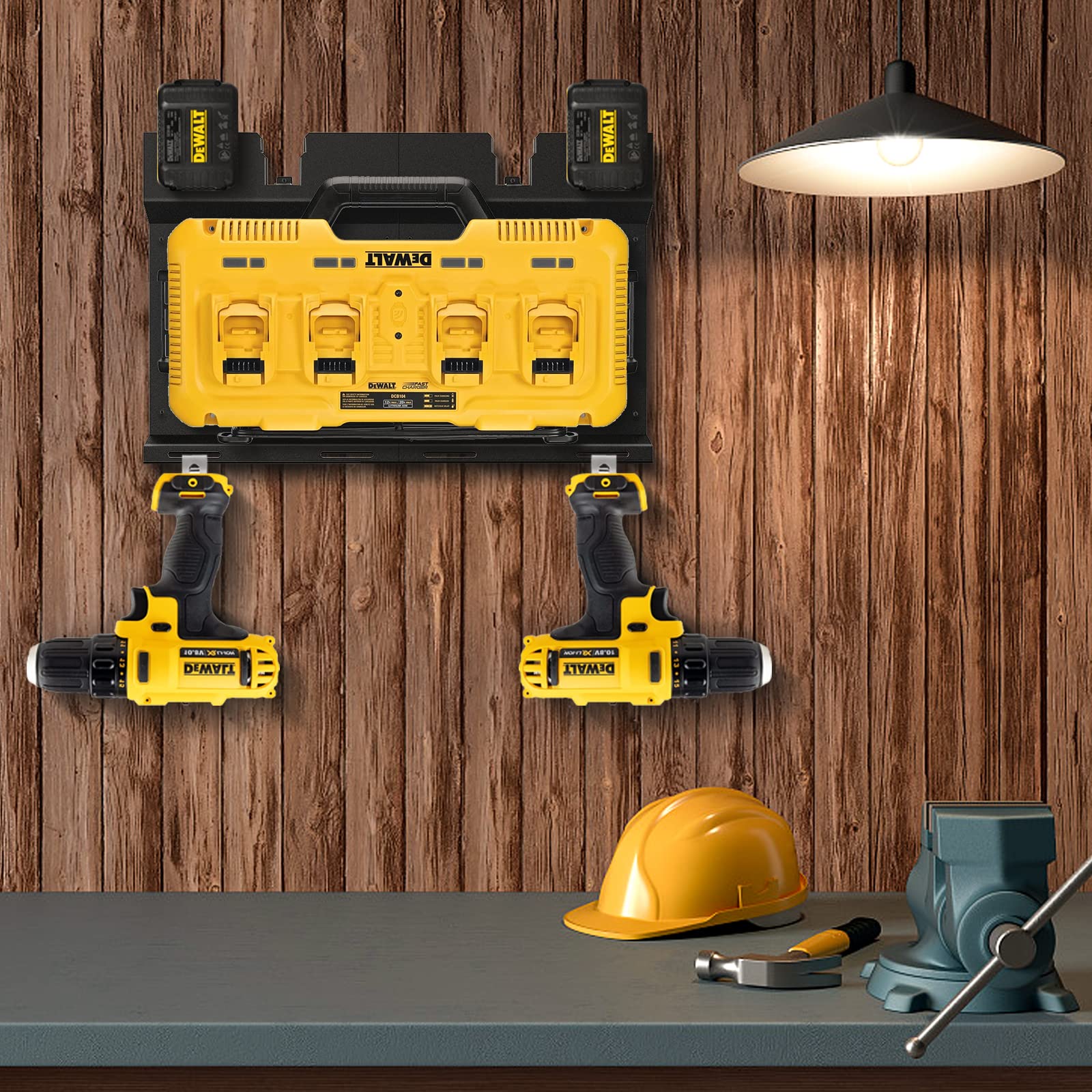 Heavy Duty DeWalt DCB104 Charger & Battery Wall Mount Bracket - Metal Drill Holder for DeWalt Tools - Perfect for Garage, Workshop & Tool Organization