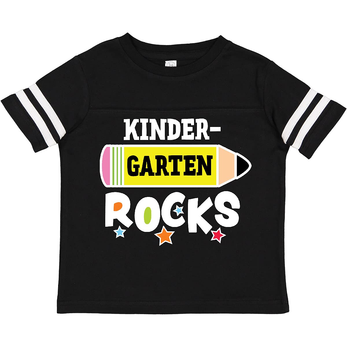 Inktastic Kindergarten Rocks with Pencil and Stars Toddler T-Shirt - Cute First Day of School Outfit for Boys & Girls