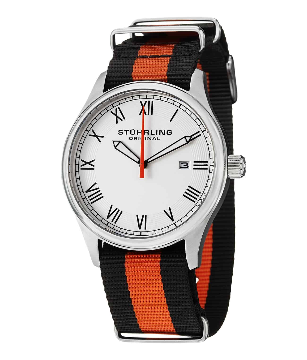 Black Dial / Silver Case / Blue Canvas Strap Tang Buckle