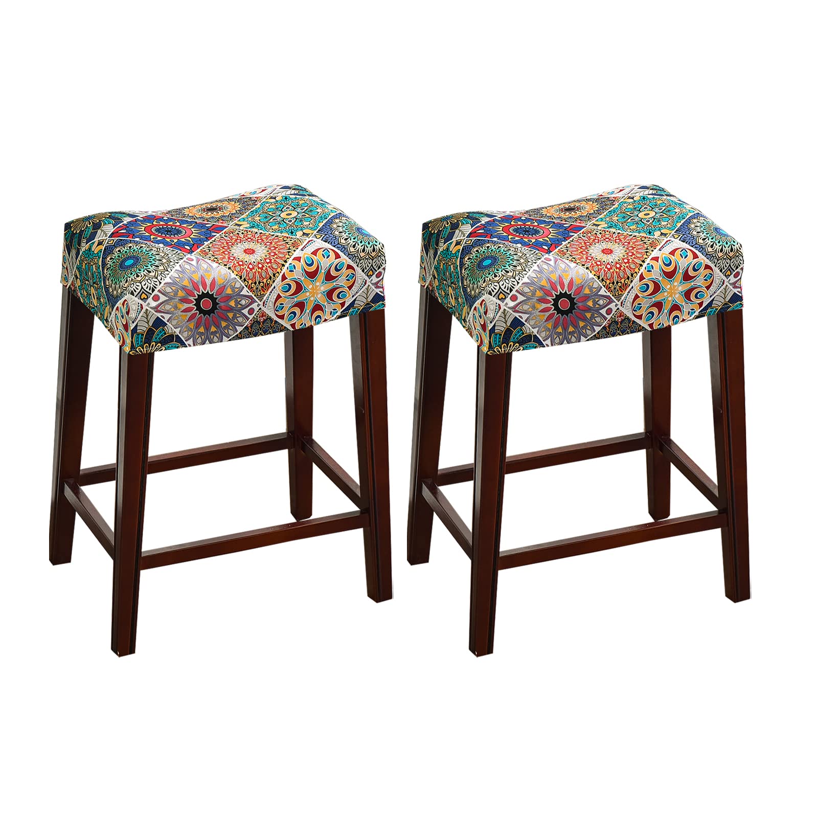 NILUOH 2 Pack Stretchable Rectangle Bar Stool Covers with Elastic Band - Durable Upholstered Seat Slipcovers for Counter Stools (09) - Perfect for Dining Room, Kitchen Island & Home Bar Protection