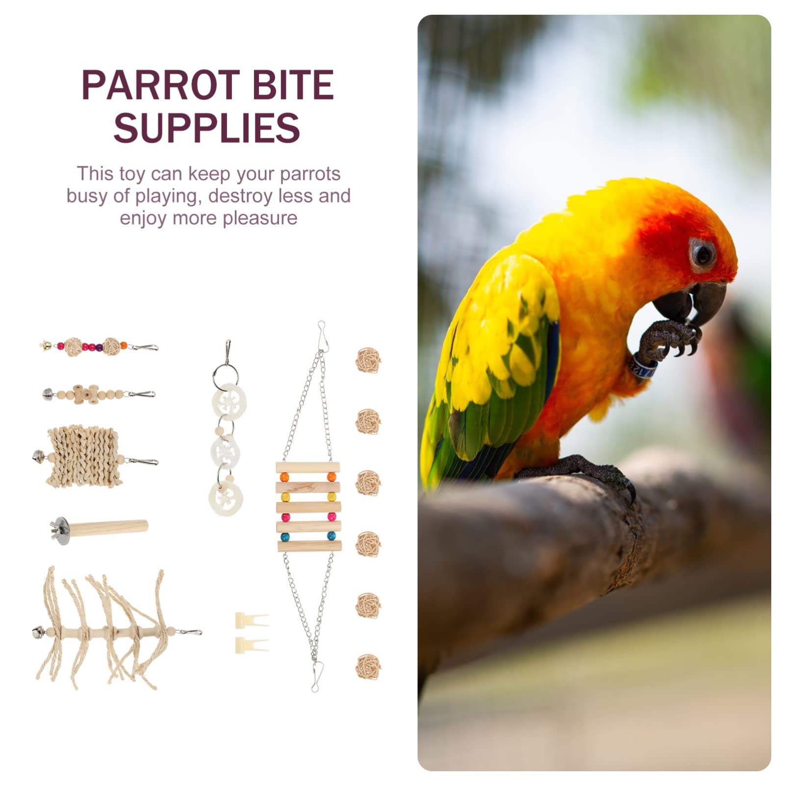 15pcs Bird Chew Toys for Parrots - Durable Biting & Playing Pet Supplies - Perfect for Small & Medium Birds to Relieve Stress & Boredom - Great for Cages, Play Gyms & Training