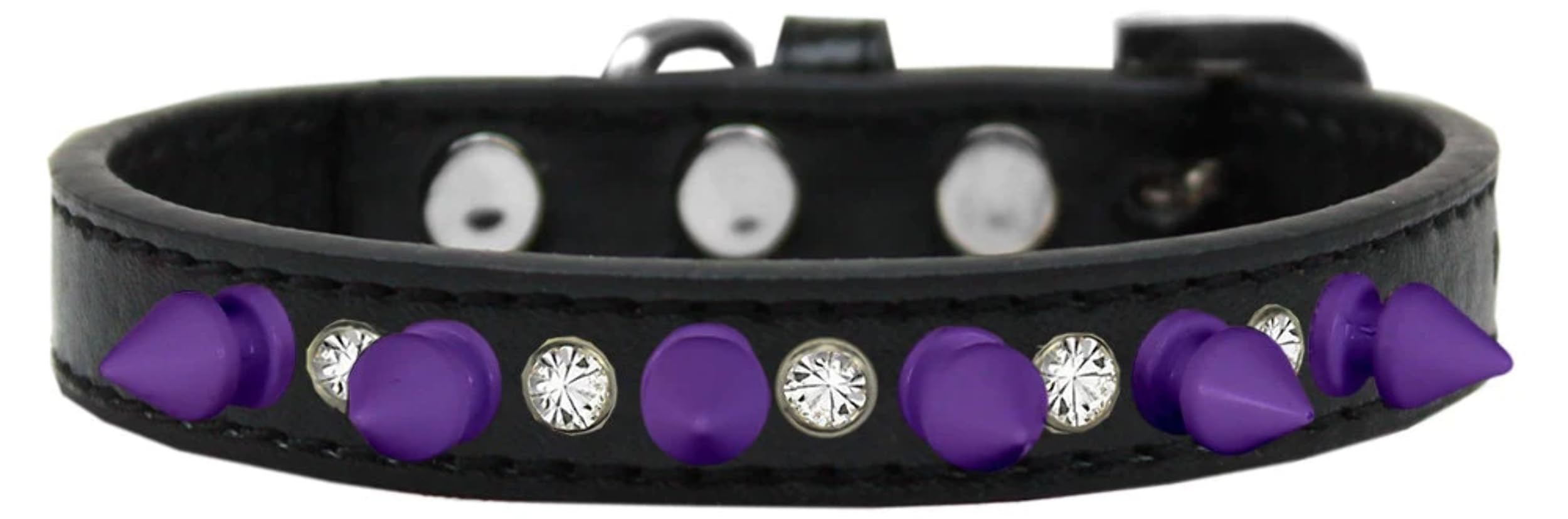 Purple Spiked Dog Collar with Crystals for Small Pets - Outdoor Adventures
