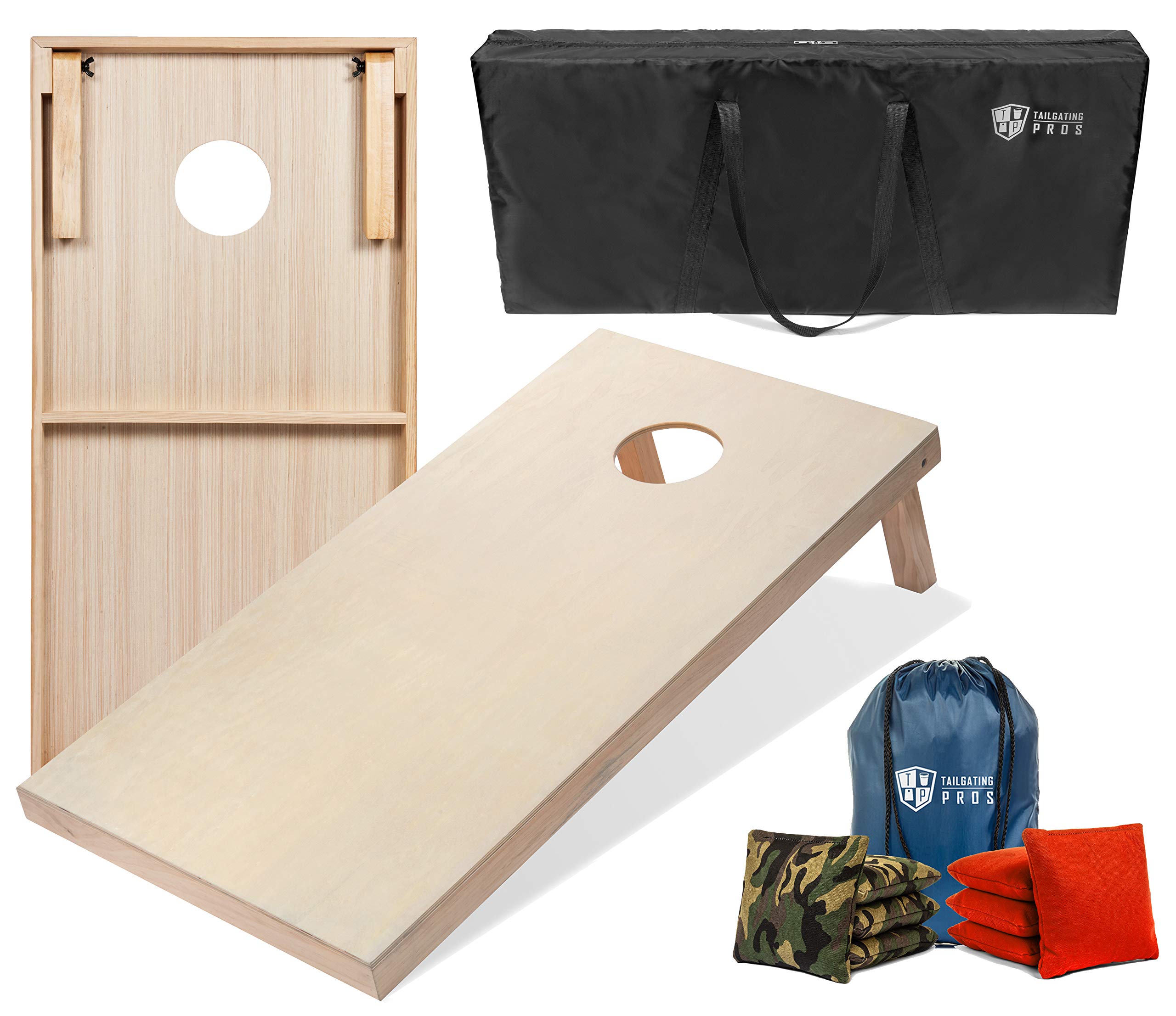Premium Cornhole Game Set - 4'x2' & 3'x2' Regulation Size Cornhole Boards with 8 Bean Bags & Carry Case - 150+ Color Options (LED Lights Available) - Perfect for Tailgating, Backyard Parties, BBQs, and Outdoor Family Fun