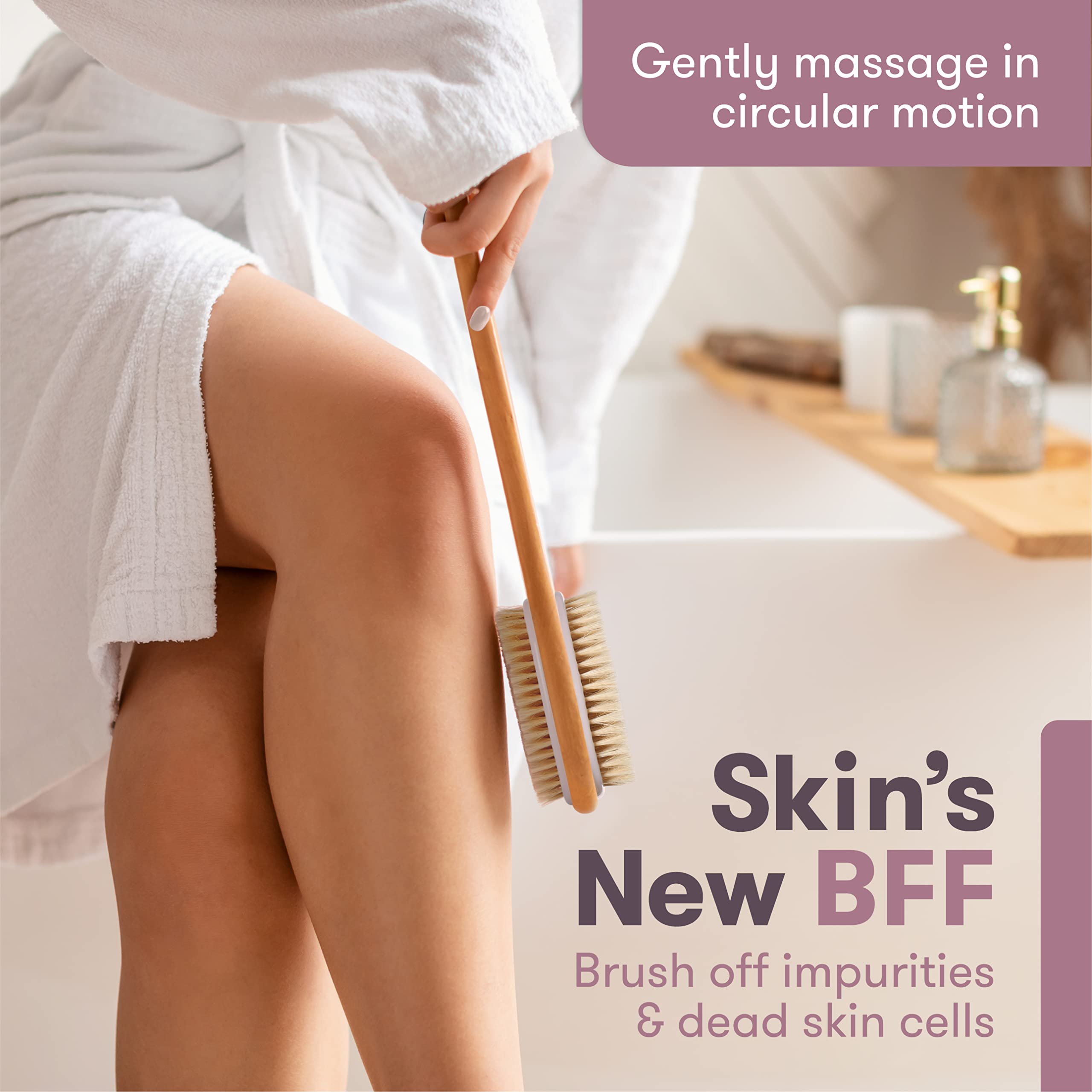 Perfecore Nellam Dry Body Brush - Exfoliating Body Scrub Brush for Bath & Shower with Thick Bristles for Lymphatic Drainage, Cellulite Reduction & Skin Health - Perfect for Spa, Self-Care & Detox Routines