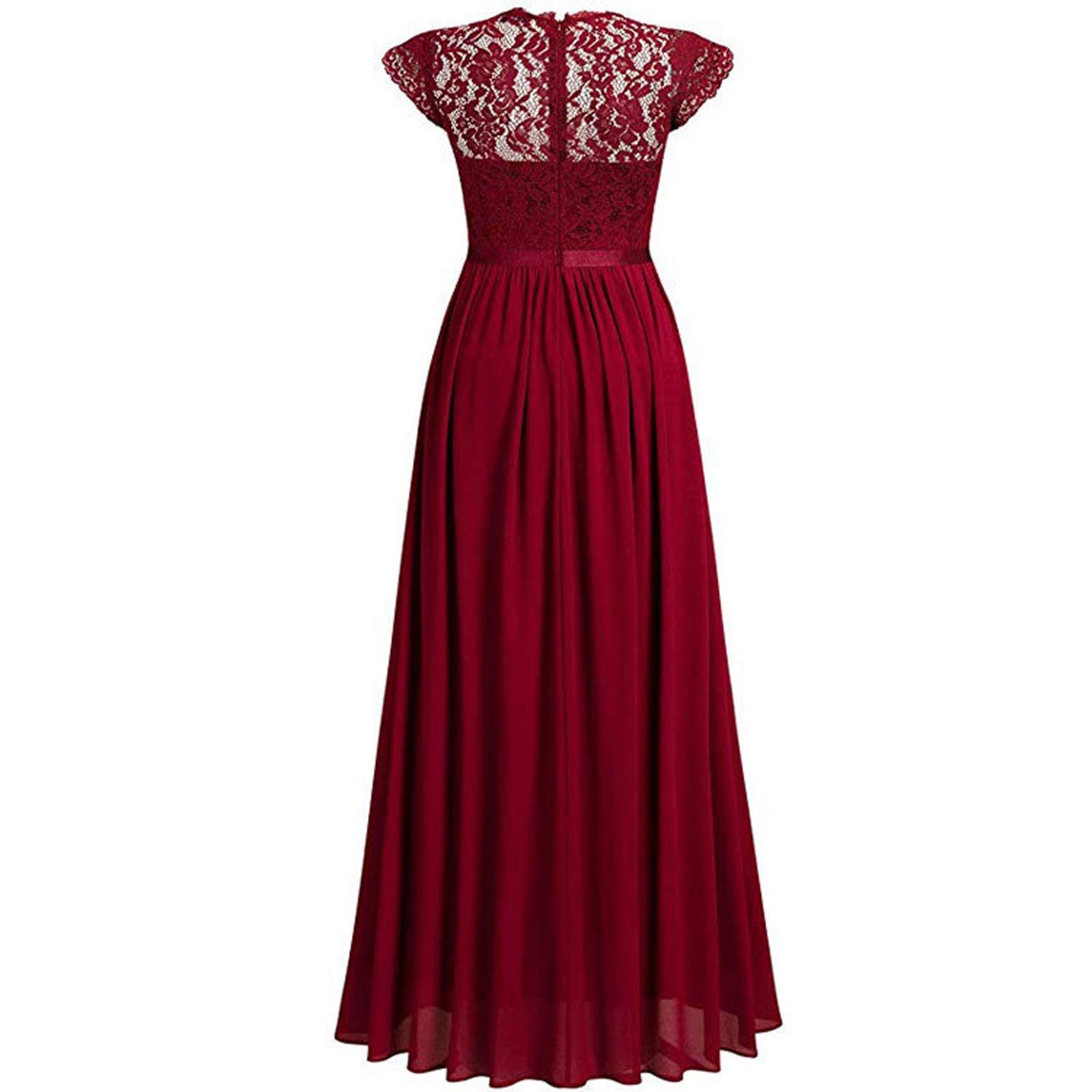 Elegant Women's Lace Long Sleeveless Evening Dress - Solid Color Pleated A-Line Swing Ball Gown for Formal Parties, Weddings & Special Occasions