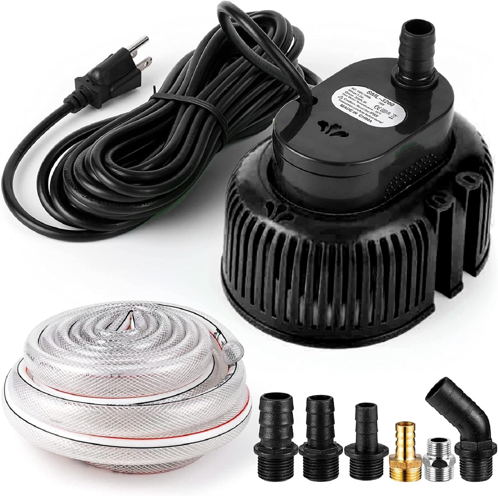**Heavy Duty Submersible Pool Cover Pump for Above Ground Pools - 3300 GPH Water Pump with 16ft Drainage Hose & 25ft Power Cord - Ideal for Pool Draining, Sump Pumping, and Flood Prevention (Black)**