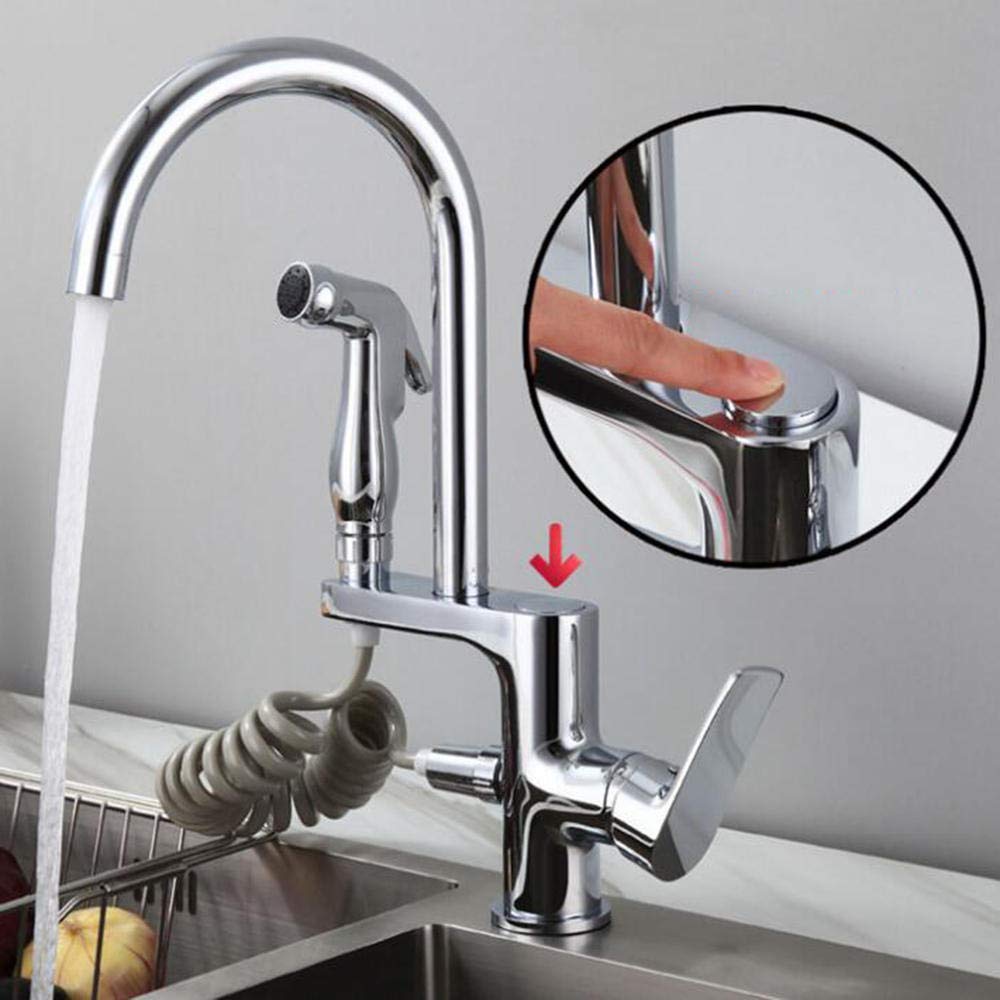 High-Quality Pull-Out Sprayer Kitchen Faucet with Hot & Cold Mixing - 360° Rotating Retractable Spray Gun for Modern Sink | Perfect for Cooking, Washing Dishes & Cleaning Vegetables