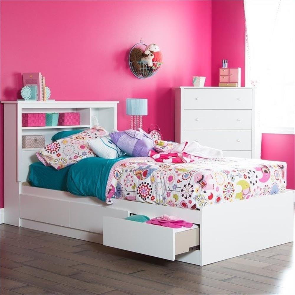 Rosebery Full Size Kids Platform Bed with 3 Drawers & Wood Slats - No Box Spring Needed for Bedroom