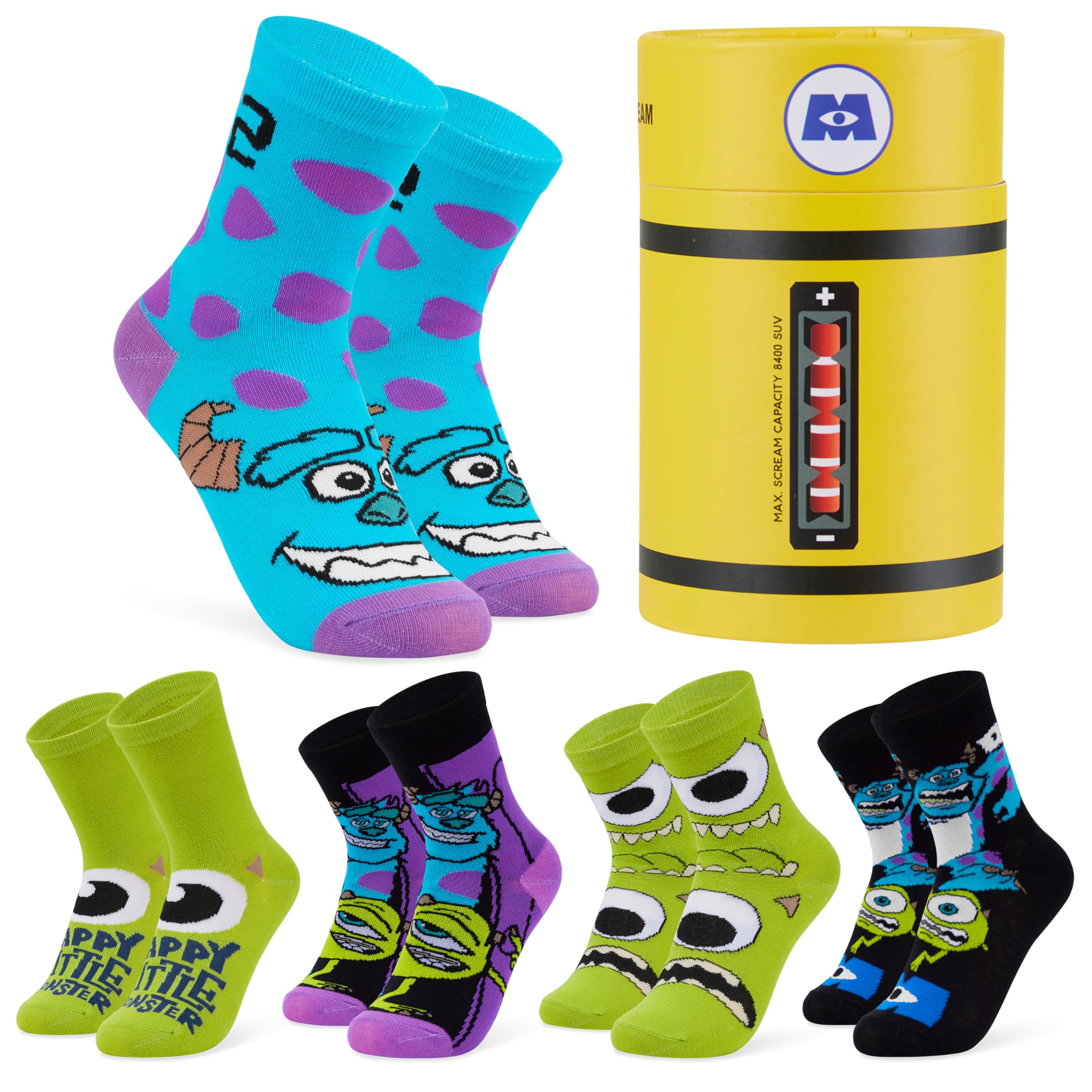 Disney Monsters Inc Boys Ankle Socks 5-Pack - Size 11-6 (US) | Soft, Breathable Cotton Crew Socks for Kids & Teens | Perfect for School, Sports & Everyday Wear | Official Disney Gift for Boys