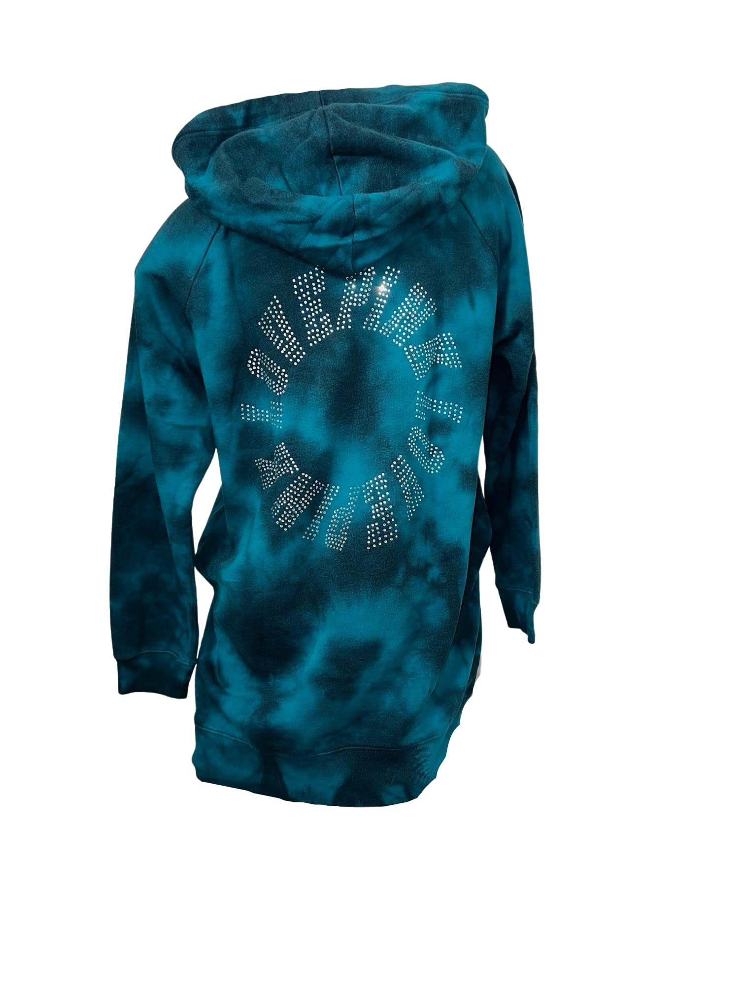 Victoria's Secret Pink Oversized Tie Dye Hoodie Dress with Rhinestones - Green Shine Medium Size | Cozy Loungewear & Casual Streetwear Fashion for Women